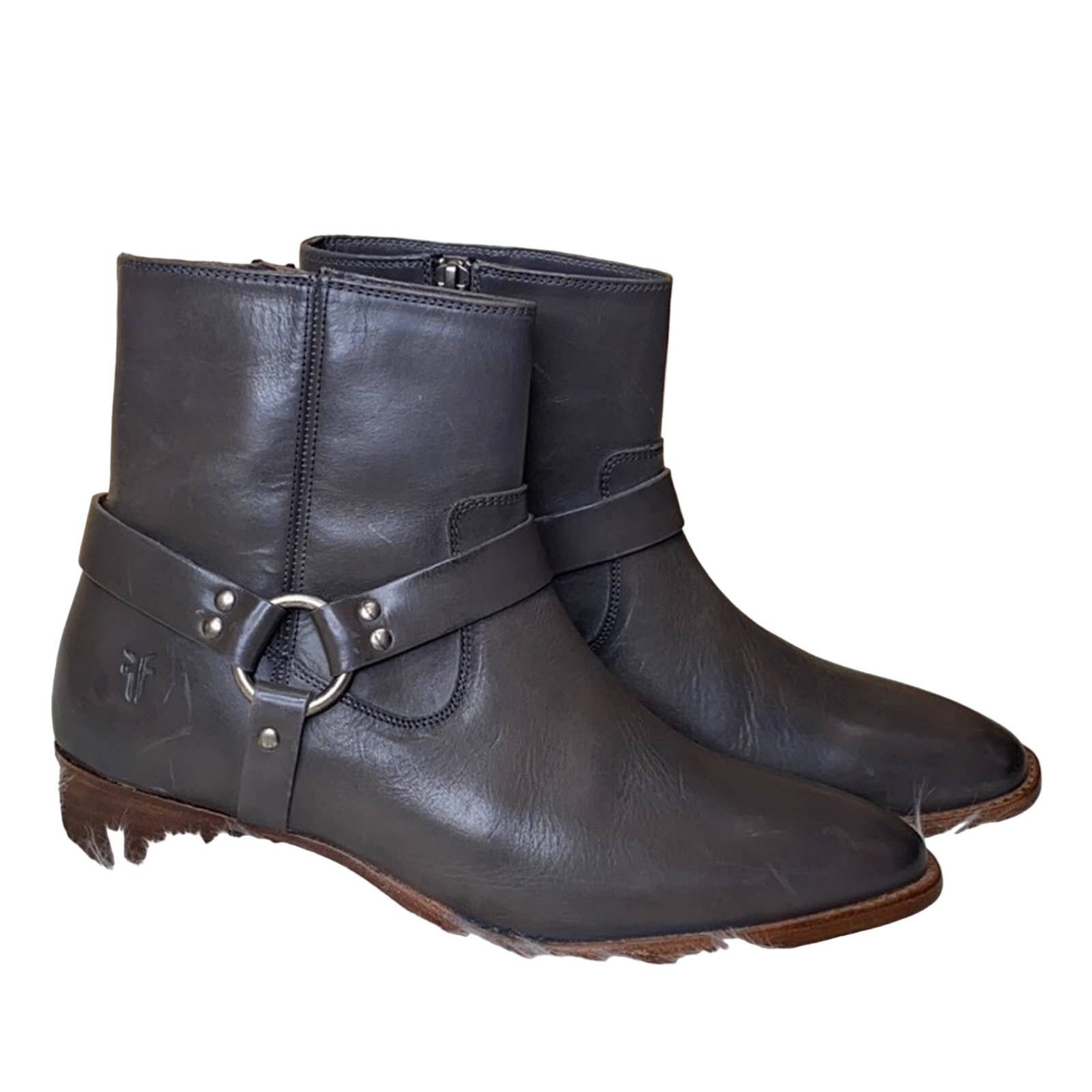 Frye Frye Grey Dara Leather Harness Booties Boots 8B Size US 8 / IT 38 - 1 Thumbnail