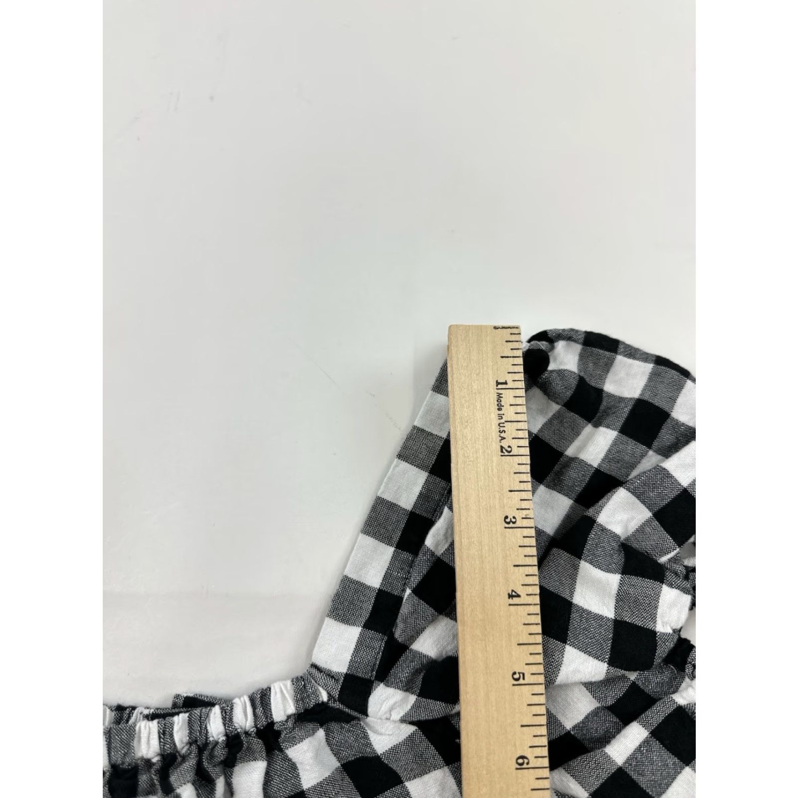 Madewell Madewell Blouse Womens 2XS Black White Gingham Buffalo Plaid Crop Puff Sleeve Square Neck Bohemian Cottagecore Knit Polyester Shirt Womens Size XXS / US 00 / IT 34 - 5 Thumbnail