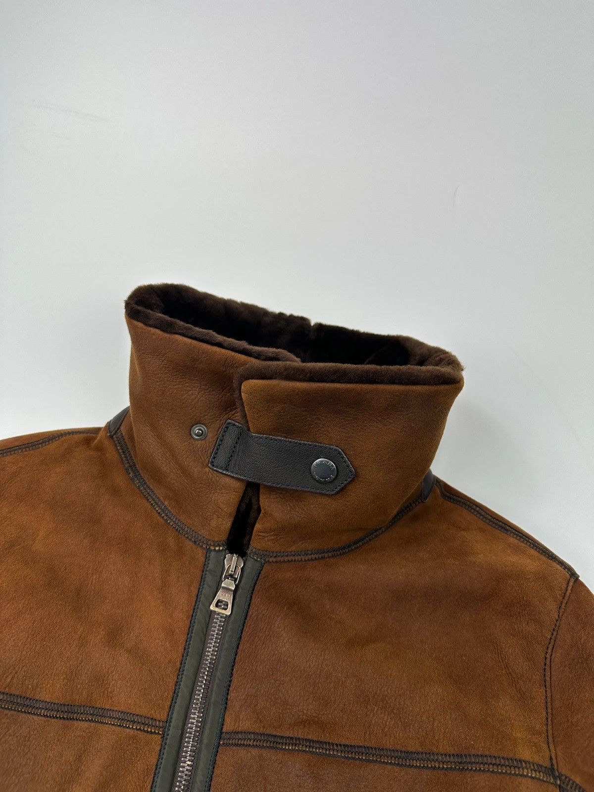 Prada Prada Sport FW01-05 Brown Leather & Wool Belted Coat Size L / US 10 / IT 46 - 2 Thumbnail