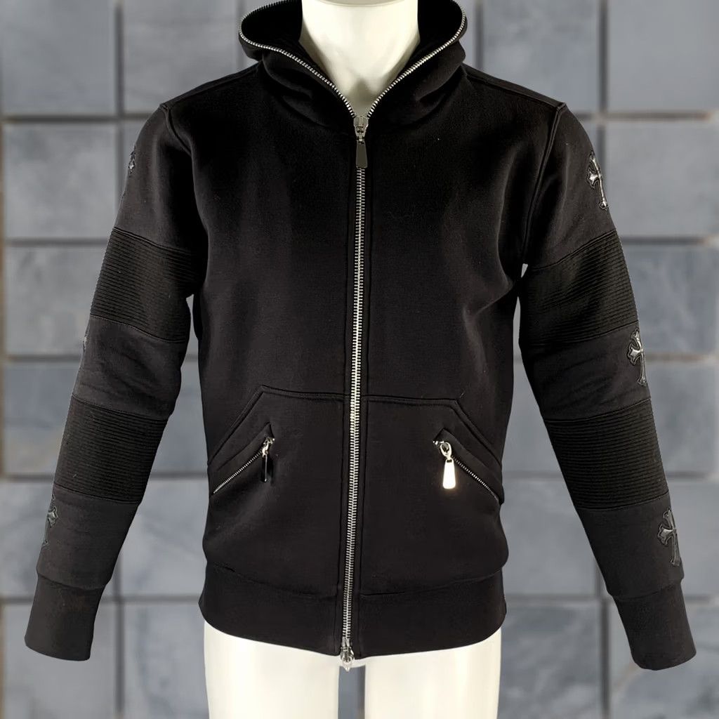 Vintage AMAL GUESSOUS Graphic Double Zipper Jacket Cotton Blend Black Size M Chest M Size US M / EU 48-50 / 2 - 1 Thumbnail