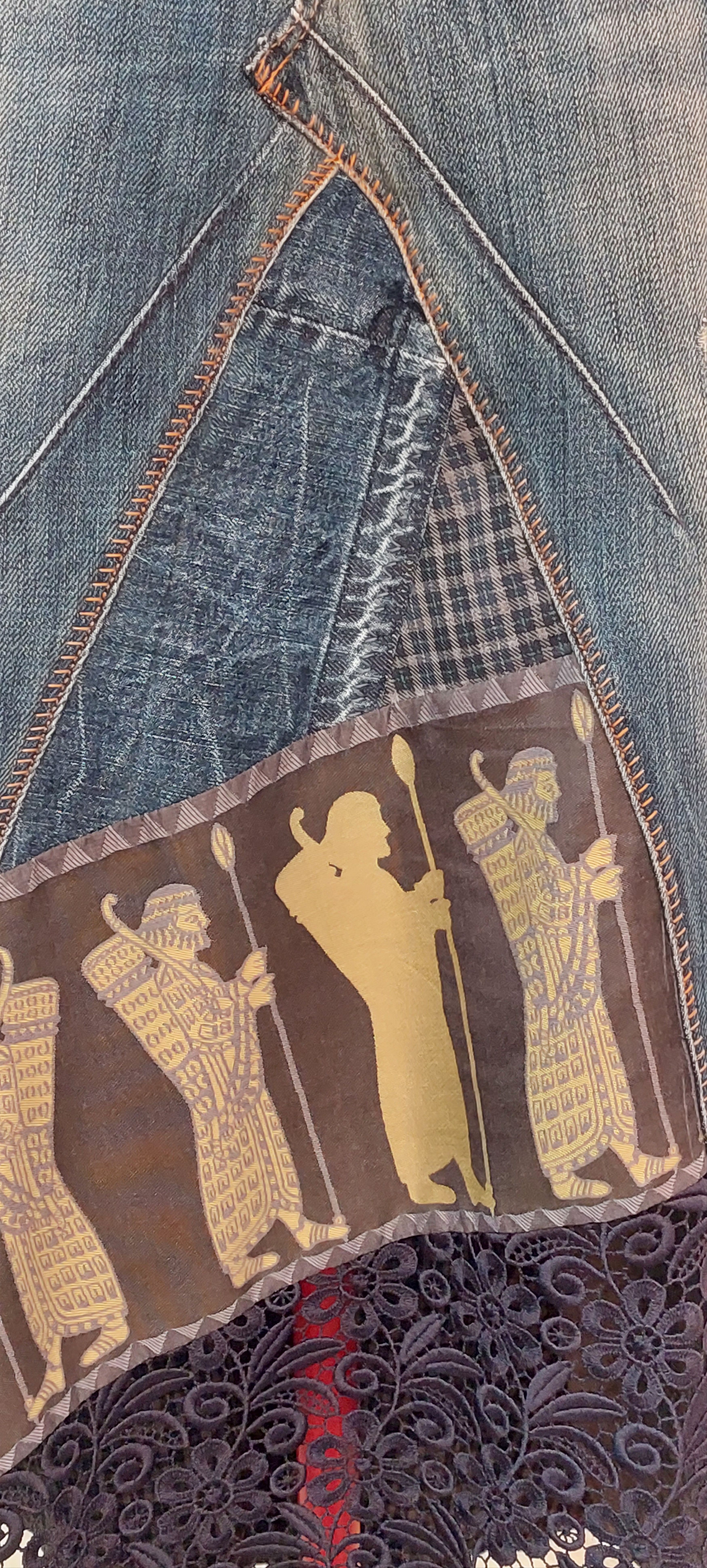 Vintage Y2K Reconstructed Denim Maxi Skirt 31" Size 31" - 15 Thumbnail