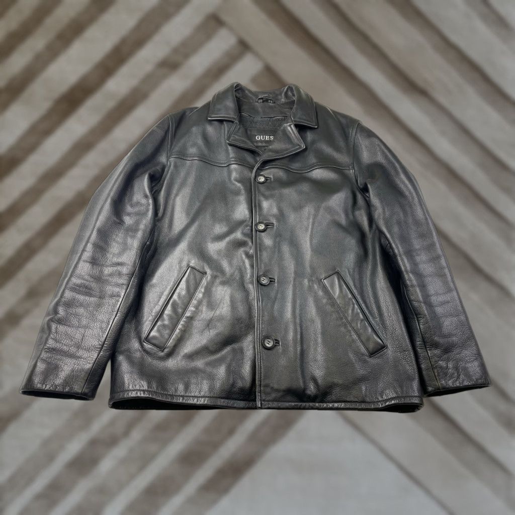 Guess VINTAGE GUESS Leather Black Fleece Liner Button Up Jacket Coat Men’s Medium Size US M / EU 48-50 / 2 - 1 Thumbnail