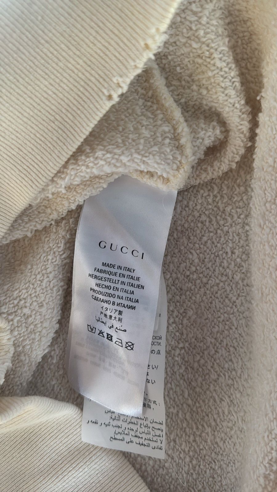 Gucci Gucci Box Logo Distressed Cream Hoodie Size US L / EU 52-54 / 3 - 6 Thumbnail