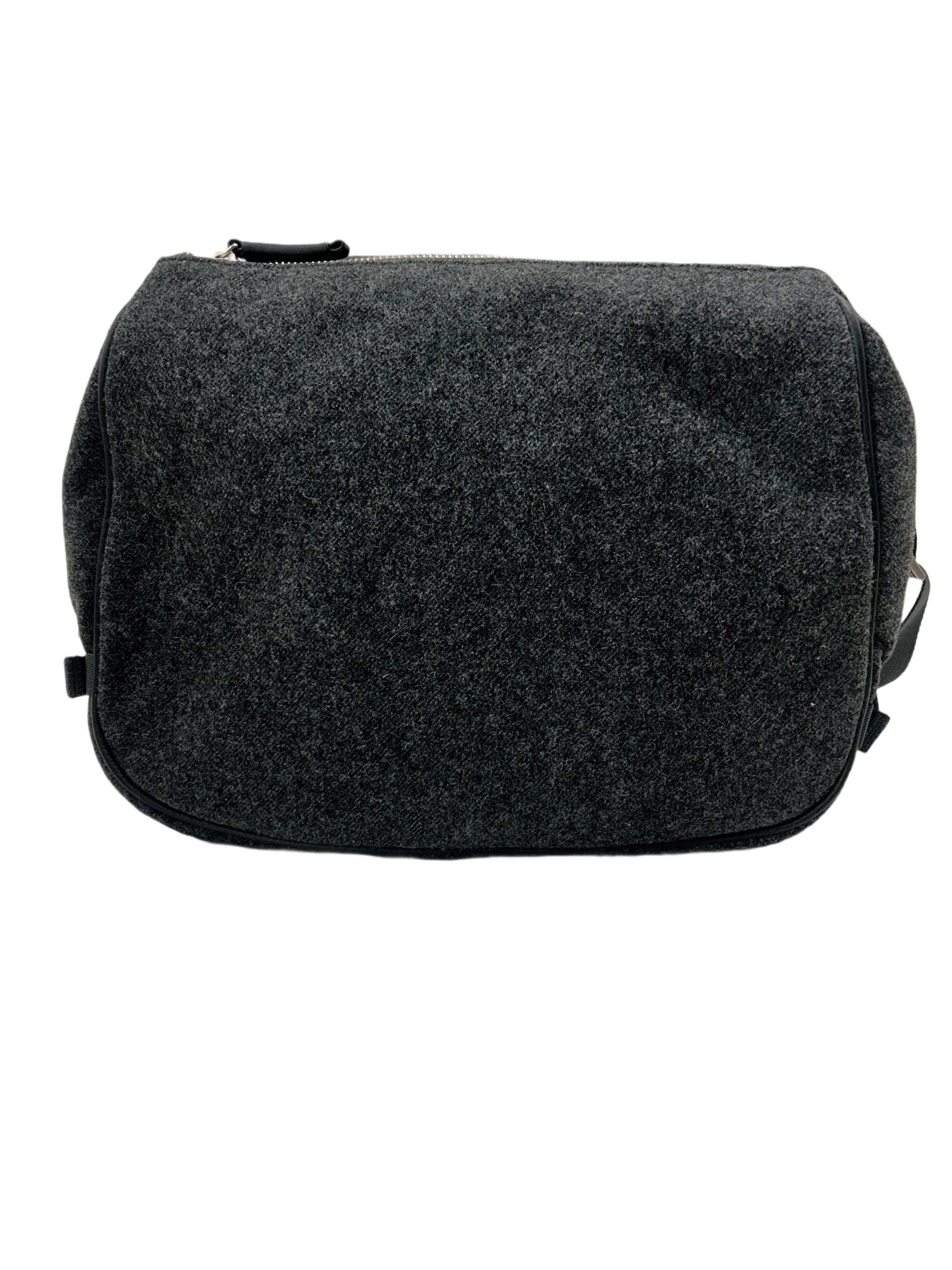 Prada Prada Linea Rossa Grey Wool With Black grain Leather Flap Size ONE SIZE - 2 Thumbnail