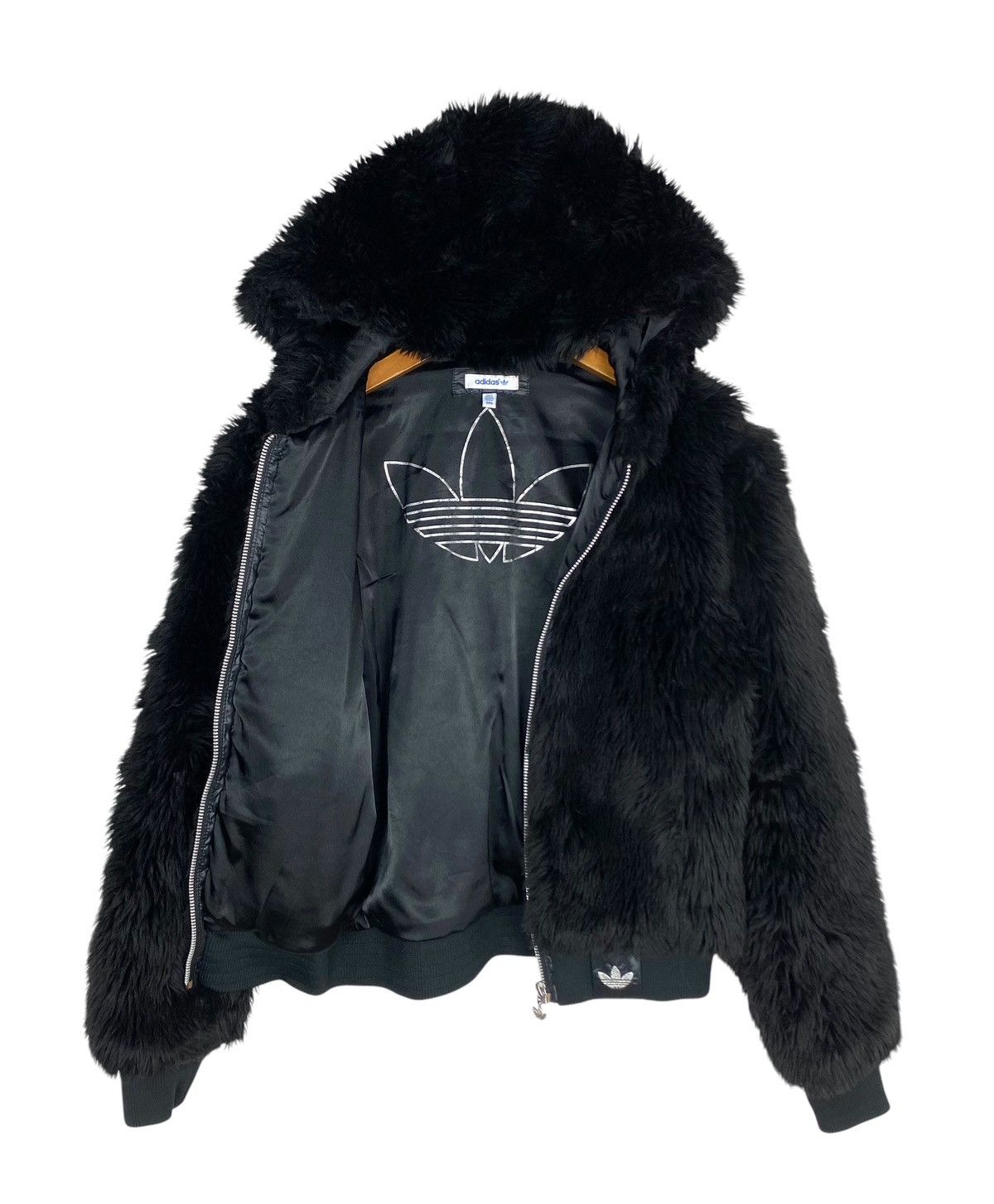 Adidas Rare‼️ Adidas Hooded Faux Fur Jacket Big Logo Inside Size XS / US 0-2 / IT 36-38 - 1 Thumbnail