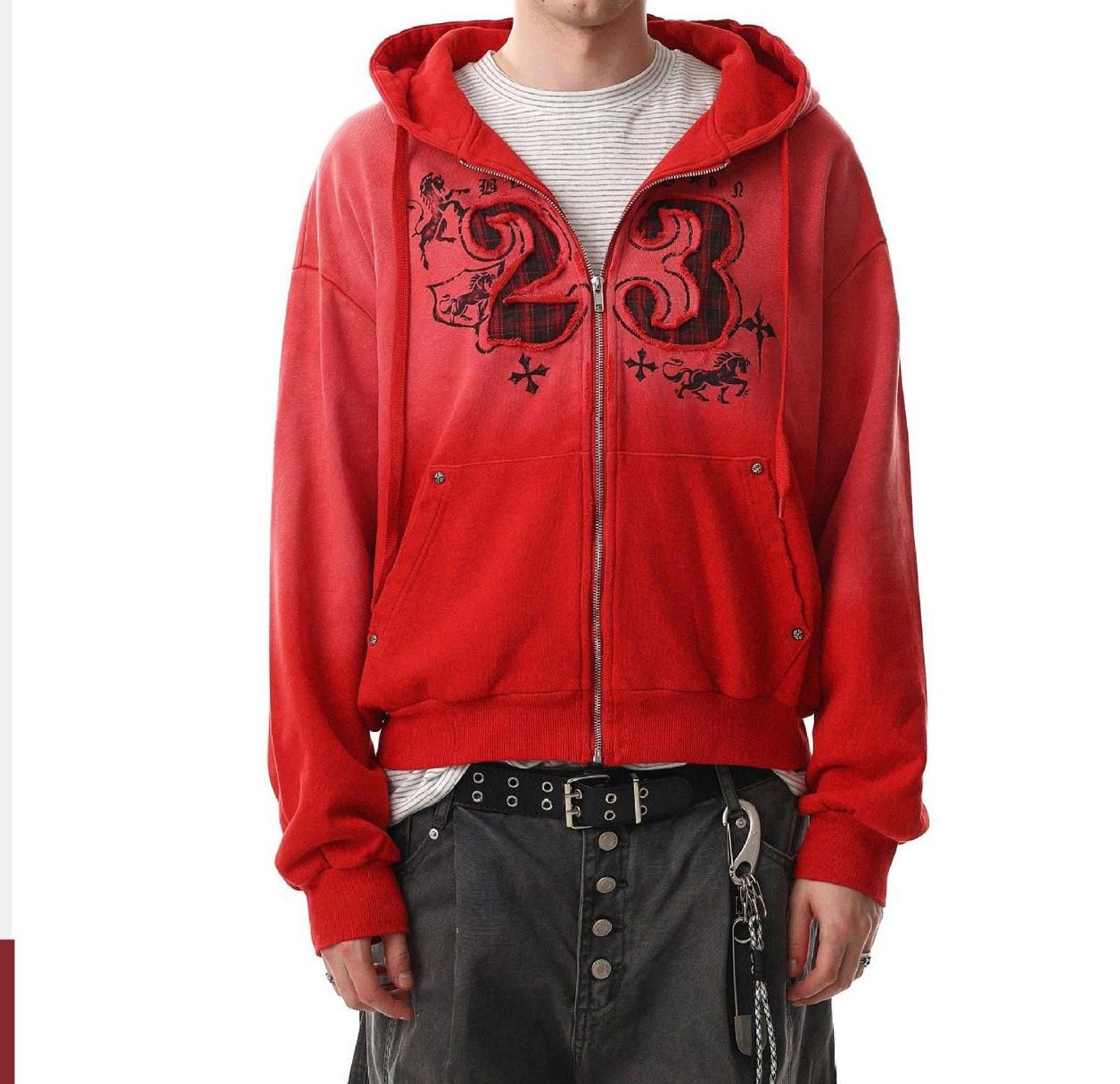 Other Gradient Number-Embroidered Zip Hoodie | Red '23' Size US M / EU 48-50 / 2 - 1 Thumbnail