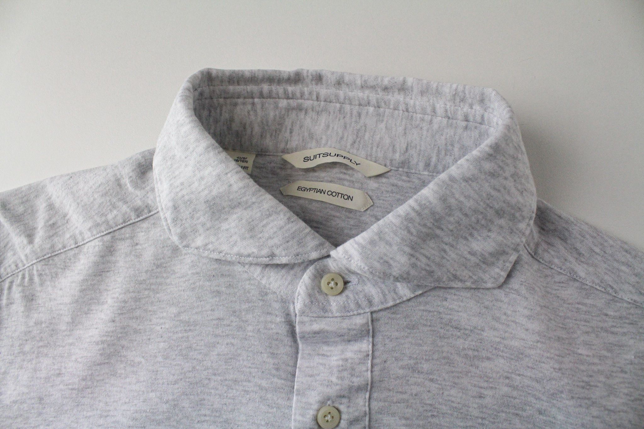 Suitsupply 41/42/16/16 1/2 Grey Extra Slim Cotton Polo 72768 Size 42R - 3 Thumbnail