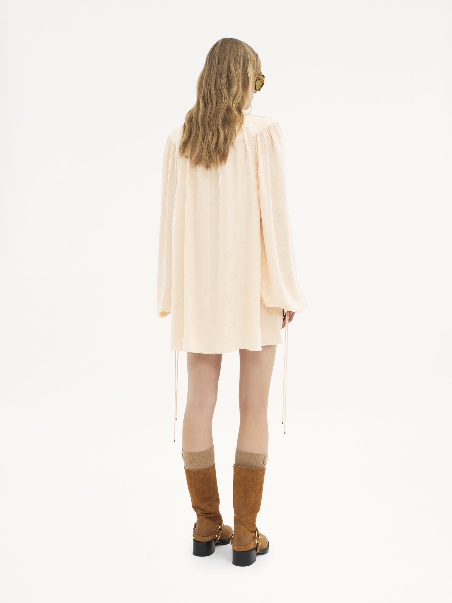 Chloe o1loc1c11125 Silk Jacquard Dress in Macadamia Brown Size S / US 4 / IT 40 - 4 Thumbnail