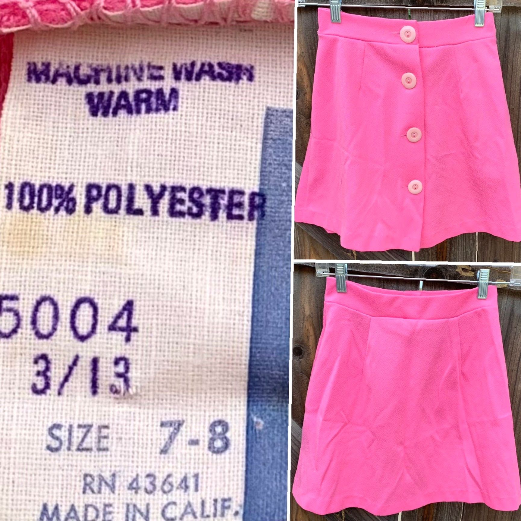 Pinko VINTAGE KAYO OF CALIFORNIA INC Skirt Mini Button Front Pink Polyester 7-8 Women's Short High Rise 24” Waist Vintage 1968 California N RN 43641 Shirt? Size 28" / US 6 / IT 42 - 5 Thumbnail