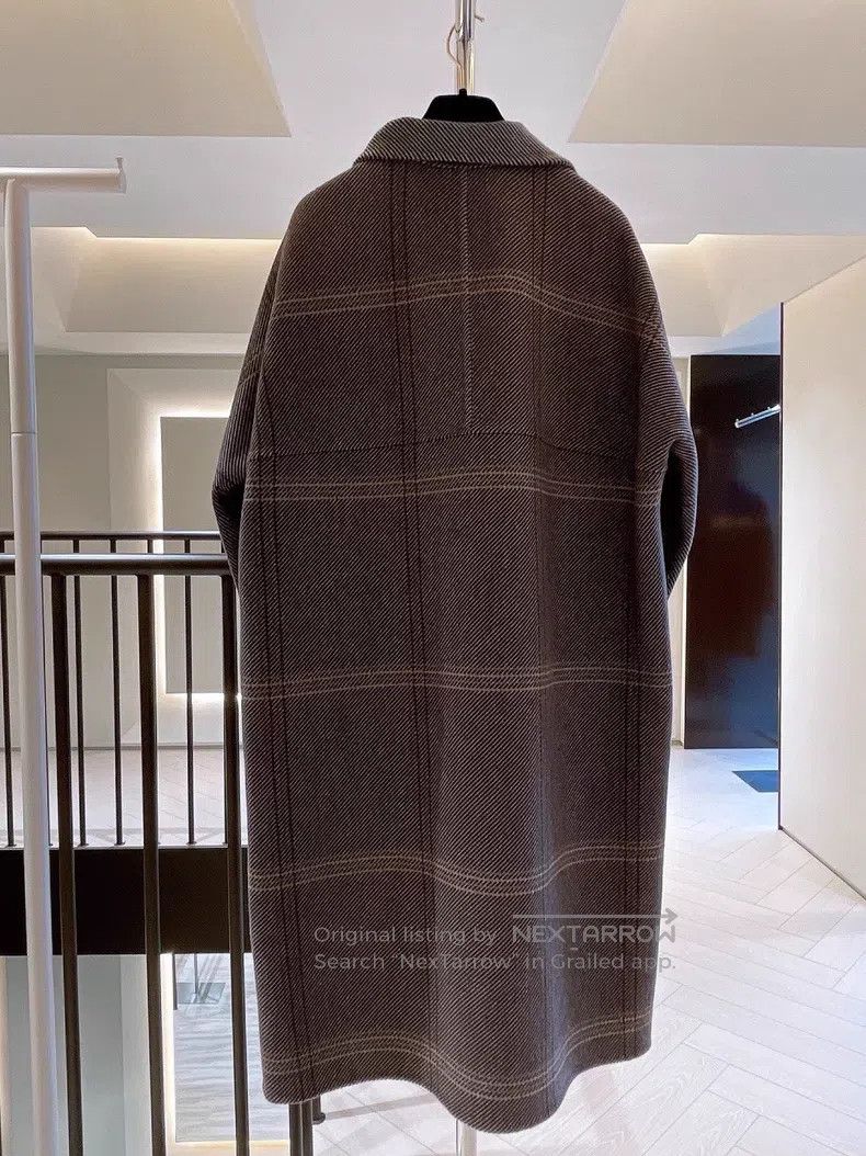 Hermes Hermes Retro checkered striped oversized cashmere coat Size XXS / US 00 / IT 34 - 3 Thumbnail
