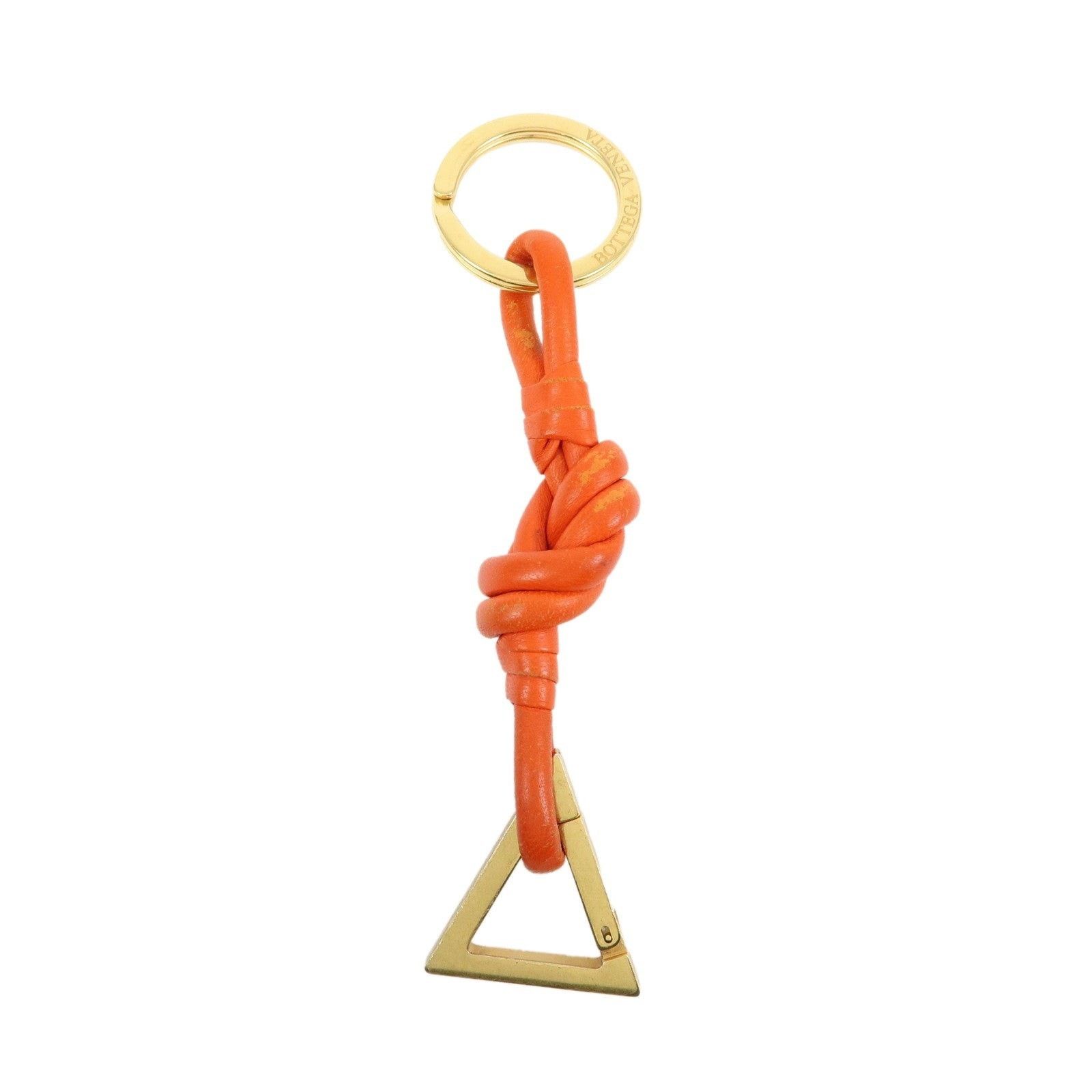 Bottega Veneta Bottega Veneta Knot Calfskin Keychain Orange Size ONE SIZE - 1 Thumbnail