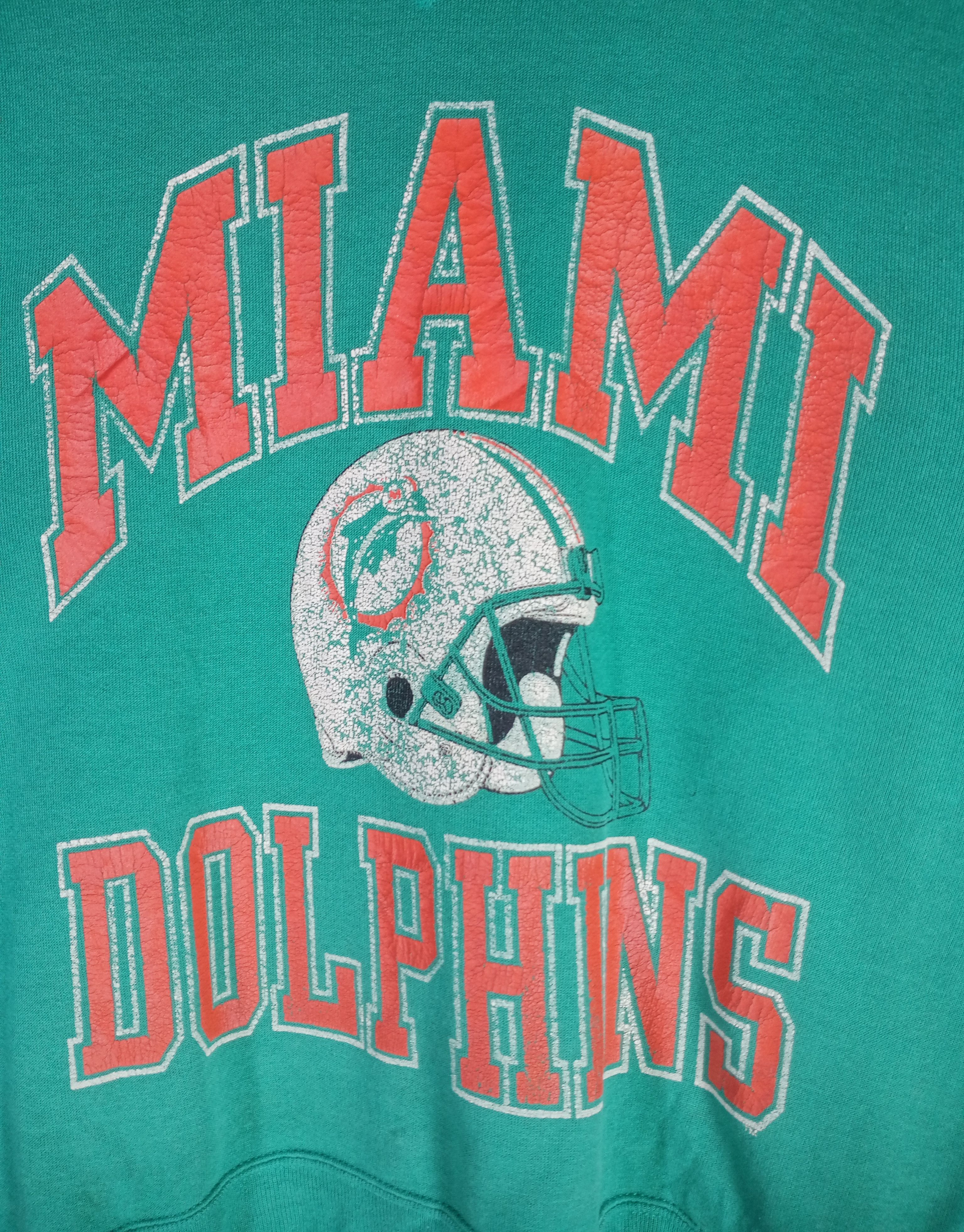 NFL Vintage 80s Distressed Miami Dolphins NFL Sweatshirt Size US S / EU 44-46 / 1 - 3 Thumbnail