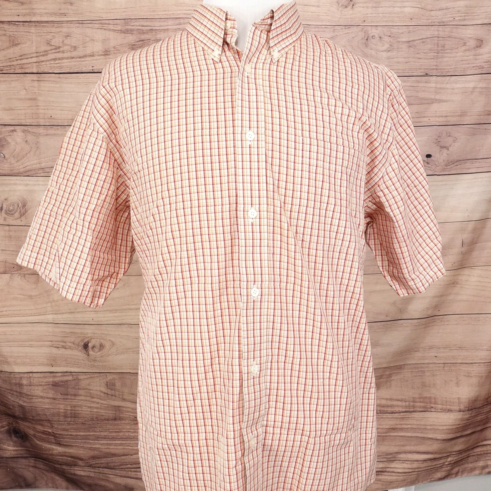 Eddie Bauer Eddie Bauer Men's XL Short Sleeve Shirt Red Plaid Cotton Casual Button-Down Wrinkle Resistant Size US XL / EU 56 / 4 - 3 Thumbnail
