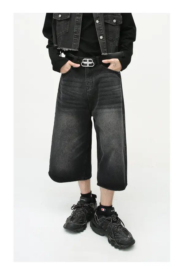 Japanese Brand moto Loose wide-leg vintage distressed flared denim shorts Size US 32 / EU 48 - 3 Thumbnail