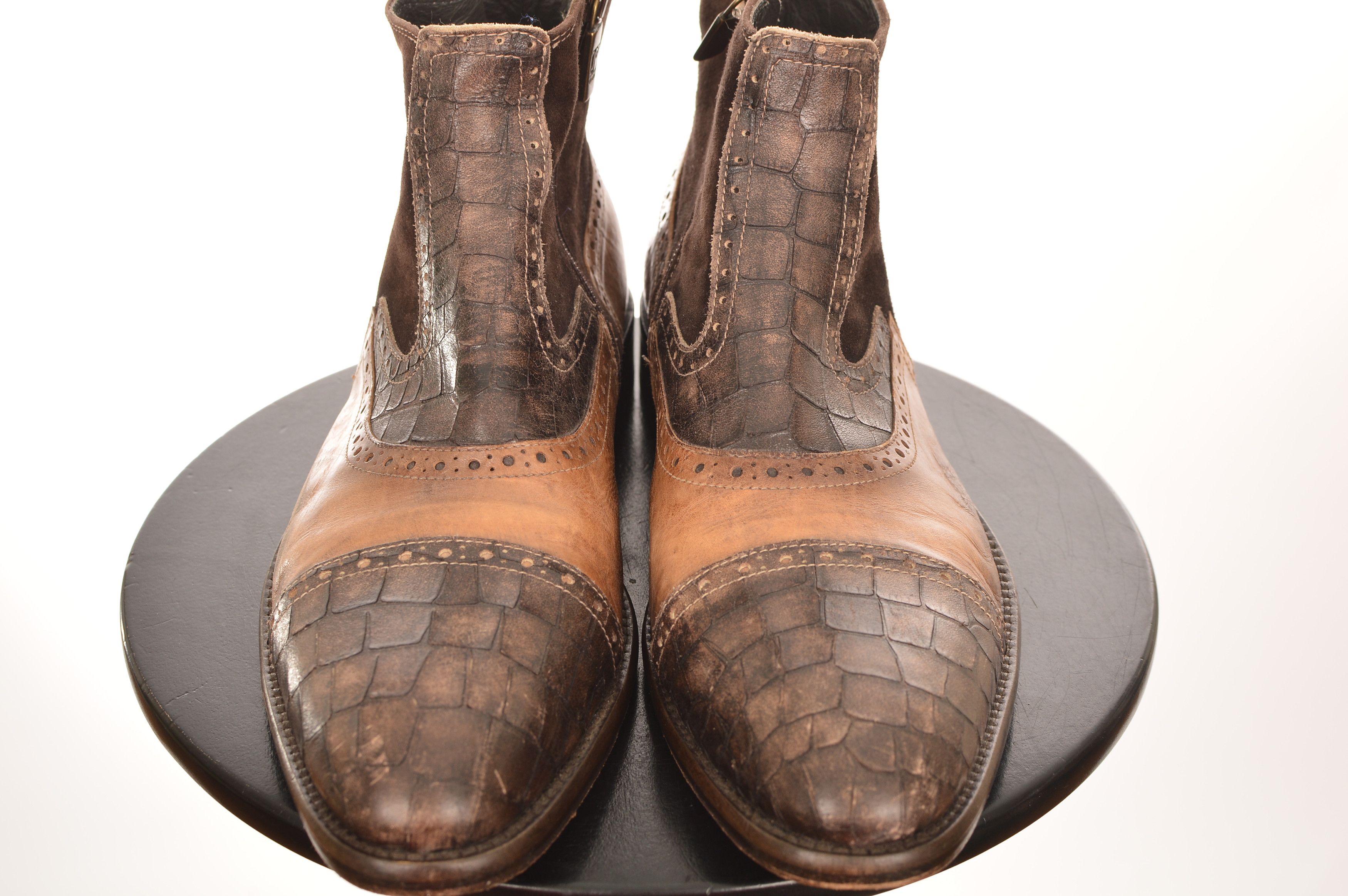 Jo Ghost Jo Ghost Brown Leather Croc Boots Size US 6 / EU 39 - 2 Thumbnail