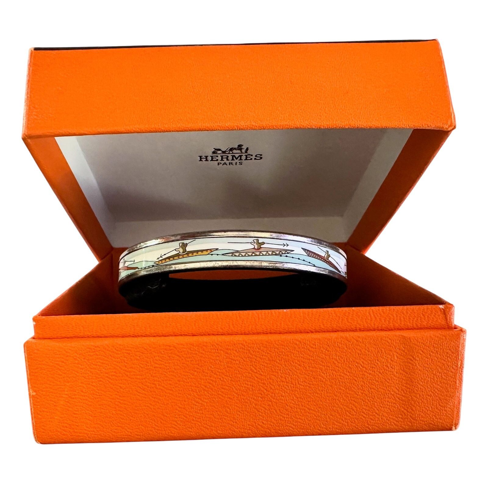 Hermes HERMES Enamel Printed Narrow Canoe Pattern Bracelet Size ONE SIZE - 9 Thumbnail