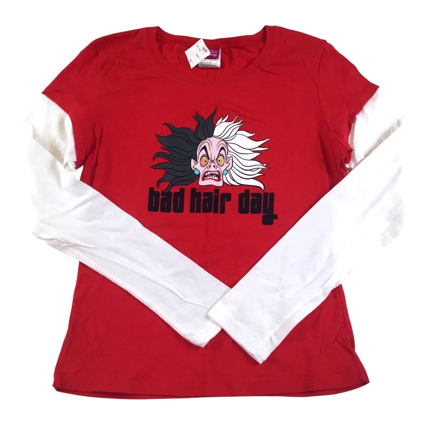 Disney Cruella Bad Hair Day Disney T-Shirt Red White Size Jr 11/13 Size ONE SIZE - 1 Thumbnail