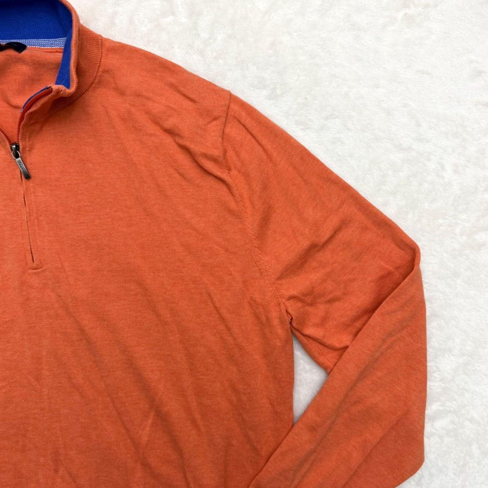 Brooks Brothers Brooks Brothers Quarter Zip Sweater Mens Large Orange Supima Cotton Mock Neck Pullover Zipper Knit Size US L / EU 52-54 / 3 - 3 Thumbnail