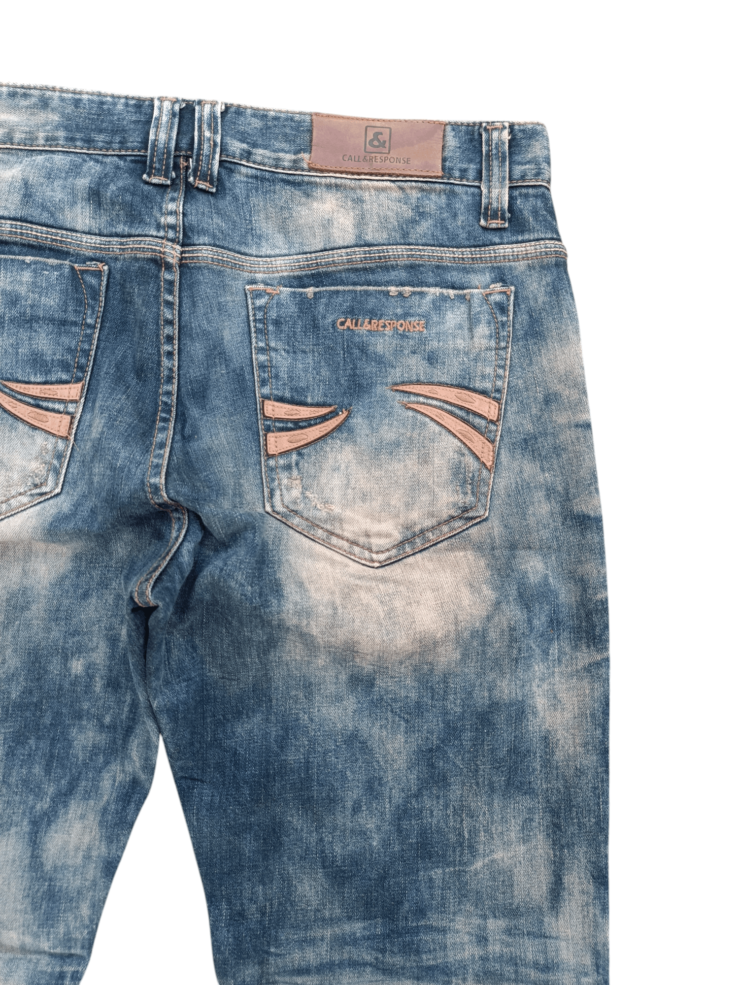 Other RARE 💥 FLARED JAPANESE BRAND TIE-DYE WHISKERS FADED DENIM Size US 33 - 18 Thumbnail