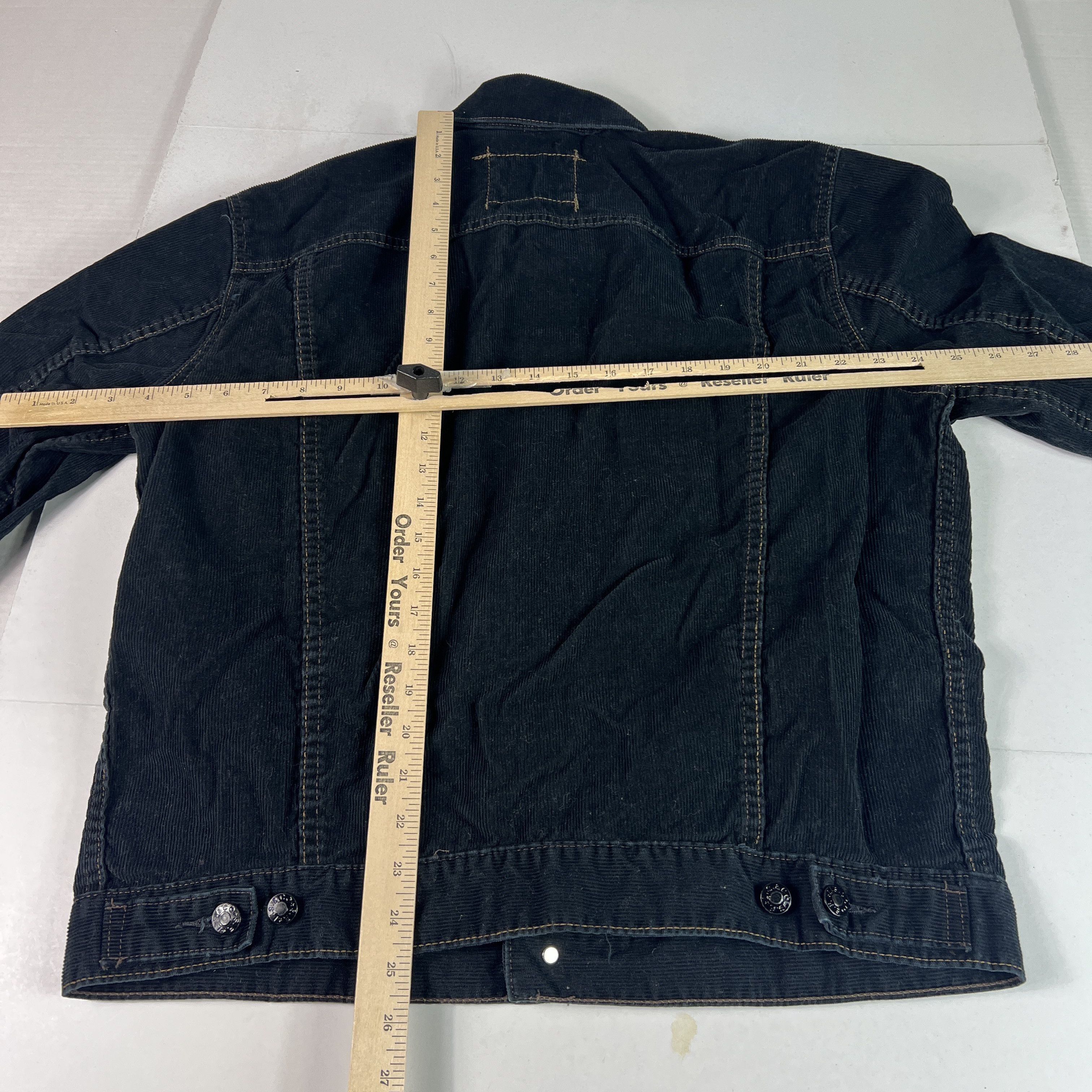 Levi's Y2K Levi's Corduroy Jacket Slim Black Button Up Trucker Size L / US 10 / IT 46 - 13 Thumbnail