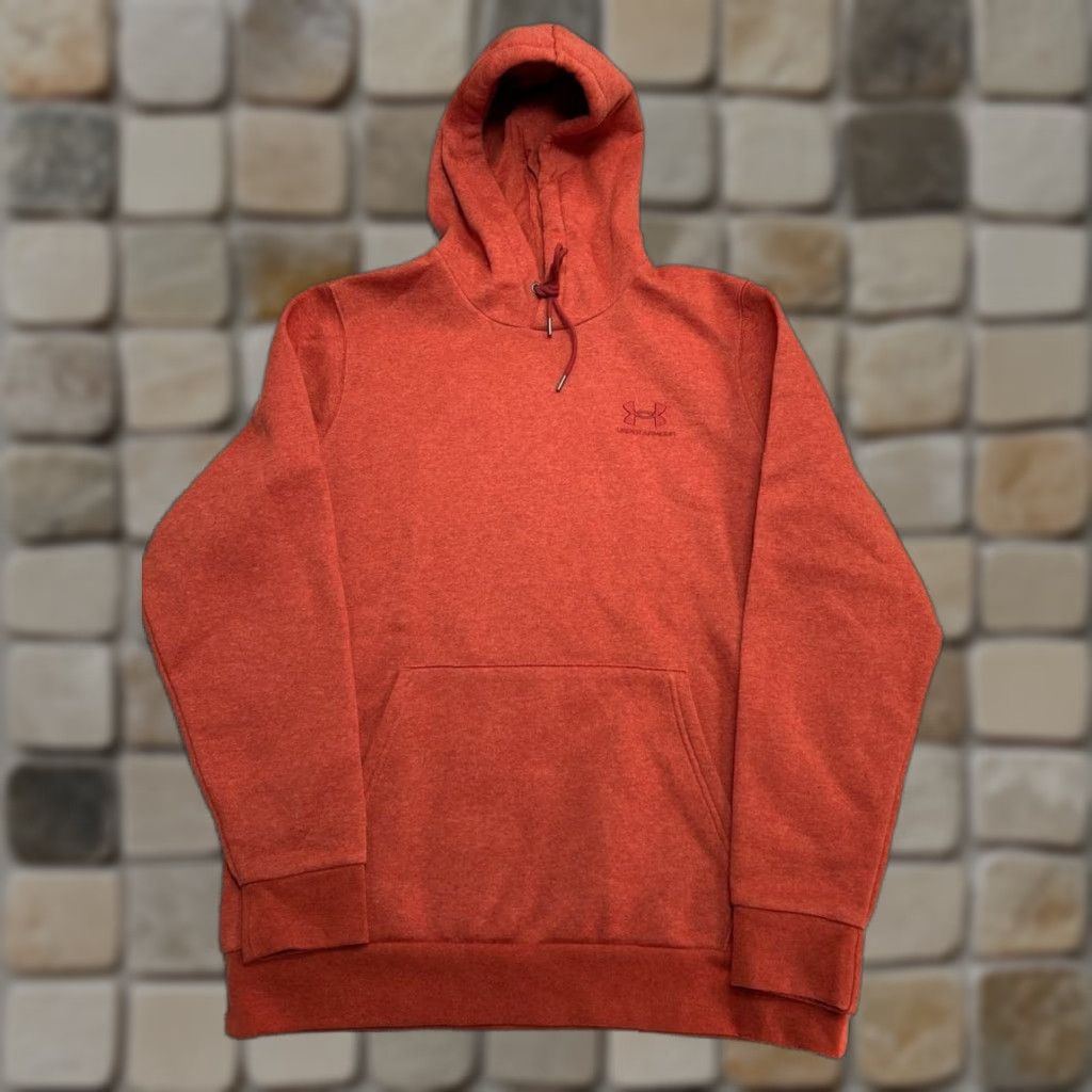 Under Armour Under Armour Hoodie Mens Large Orange Heathered Fleece Lined Cotton Embroidered Size US L / EU 52-54 / 3 - 1 Thumbnail