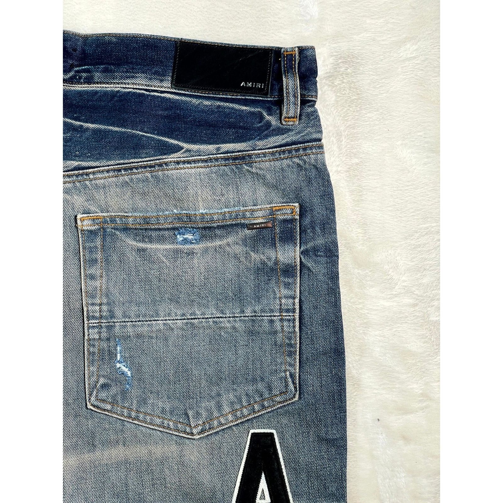Amiri Amiri Vintage Indigo Hockey Logo Light Wash & Grey Jeans Size US 32 / EU 48 - 5 Thumbnail
