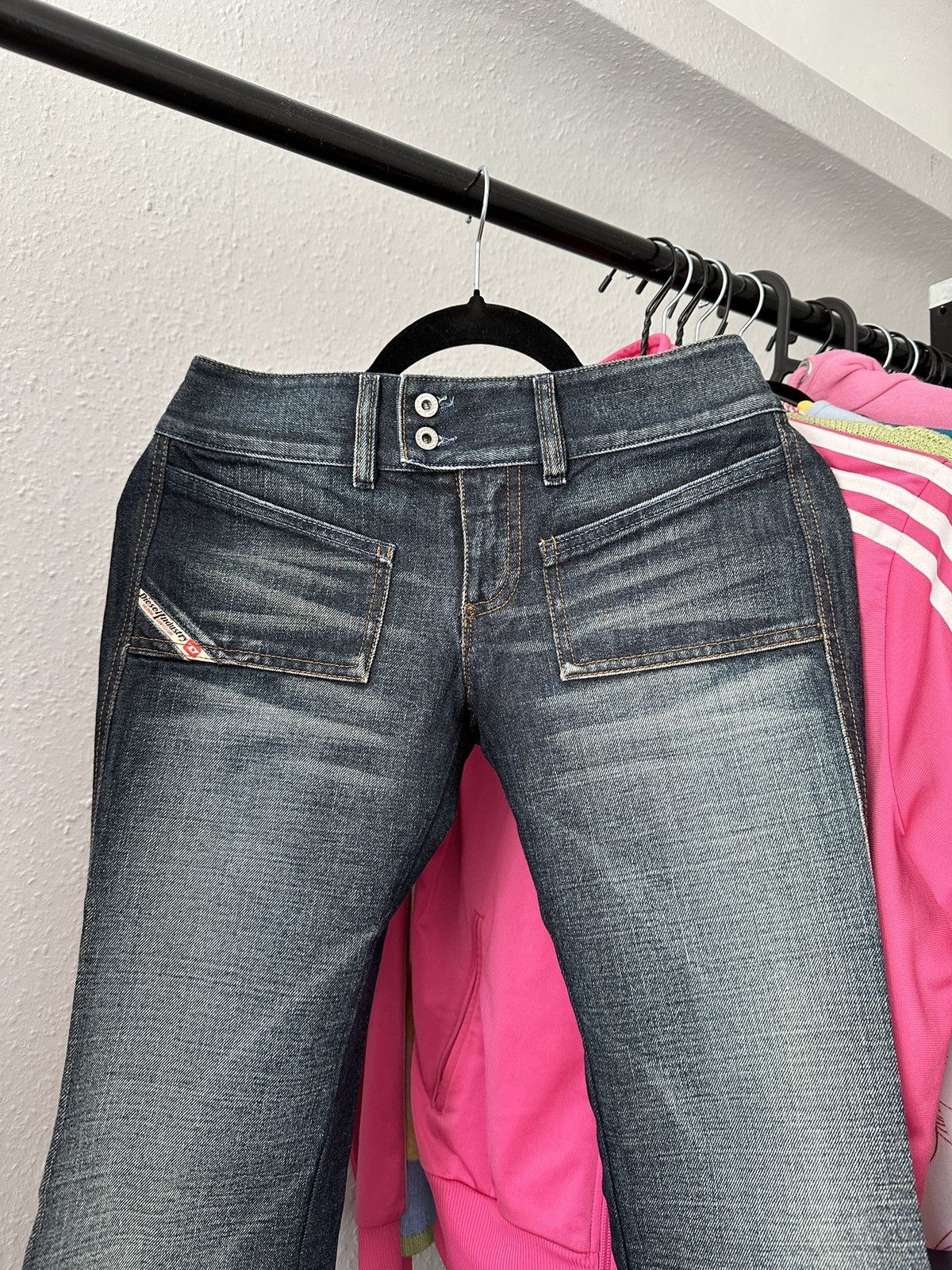 Diesel × Seditionaries Diesel Old Washed Fade Asymmetric Low Rice Wrap Jeans 00s Size 26" / US 2 / IT 38 - 2 Thumbnail