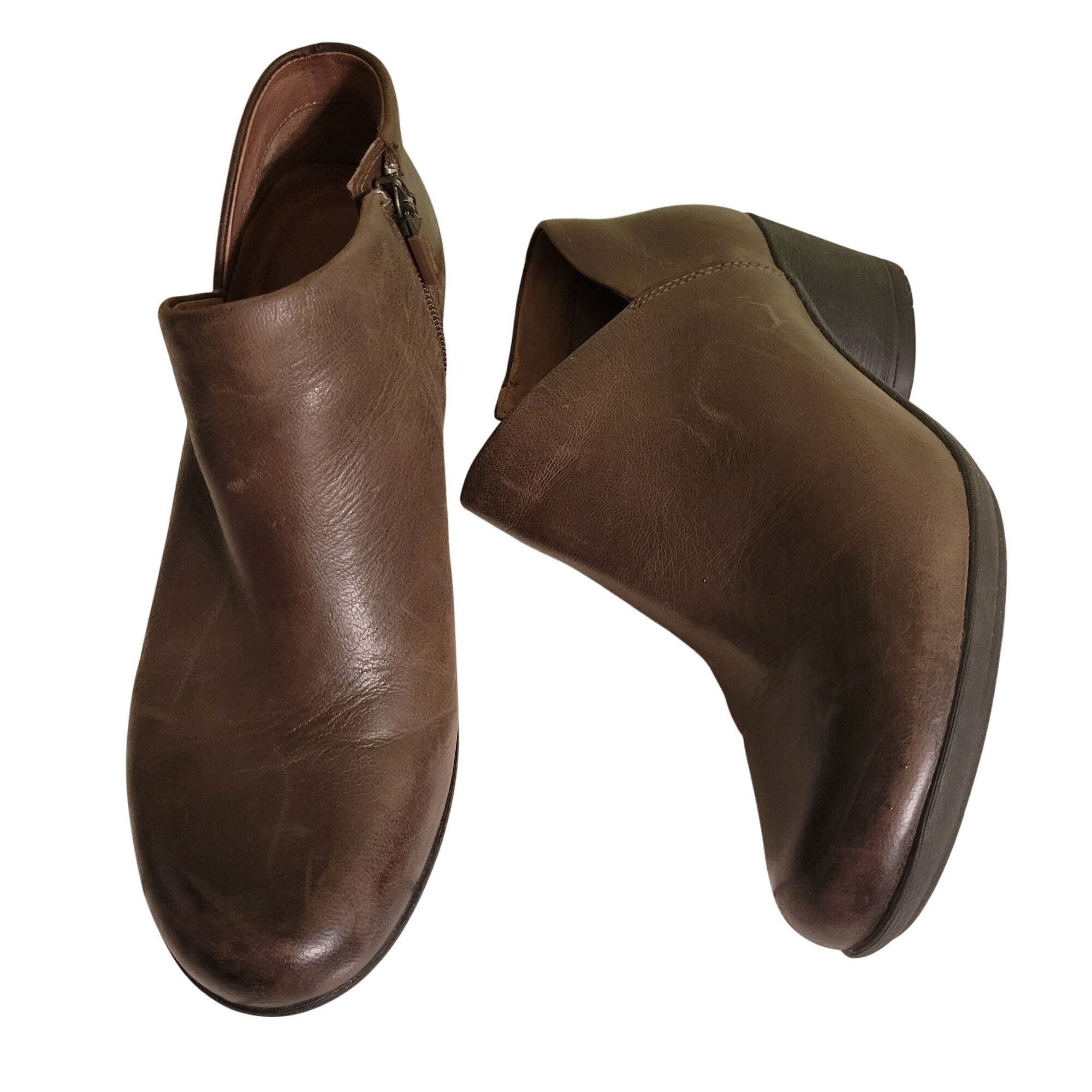 Dansko Dansko Burnished Brown Leather Ankle Boots 37 Side Zip Block Size US 7 / IT 37 - 1 Thumbnail