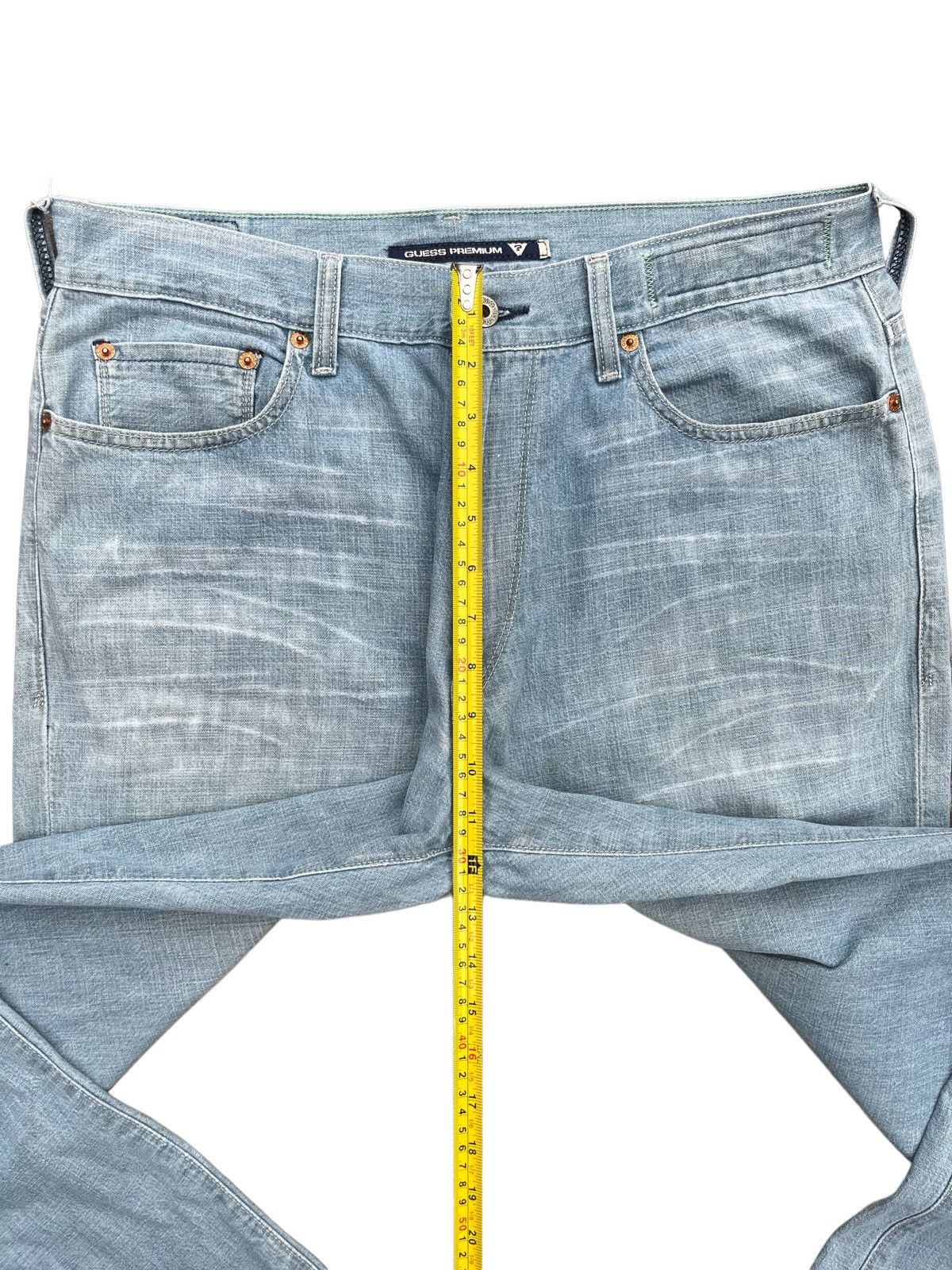 Guess Vintage Y2K Guess Made in Usa Blue Washed Frayed Flare Jeans Size US 34 / EU 50 - 17 Thumbnail