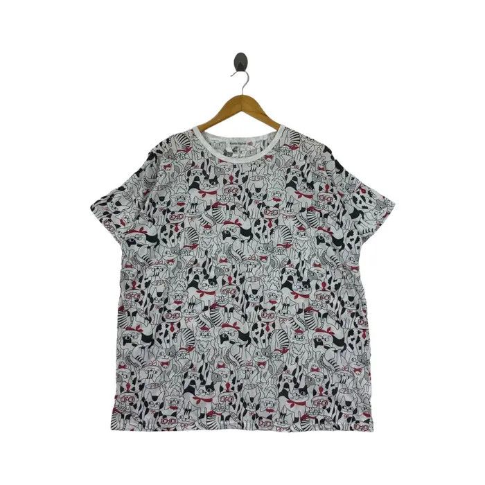Vintage KEITH VALLER JAPAN Infinity Cat Painting Baggy Tee Shirt Size M / US 6-8 / IT 42-44 - 1 Thumbnail
