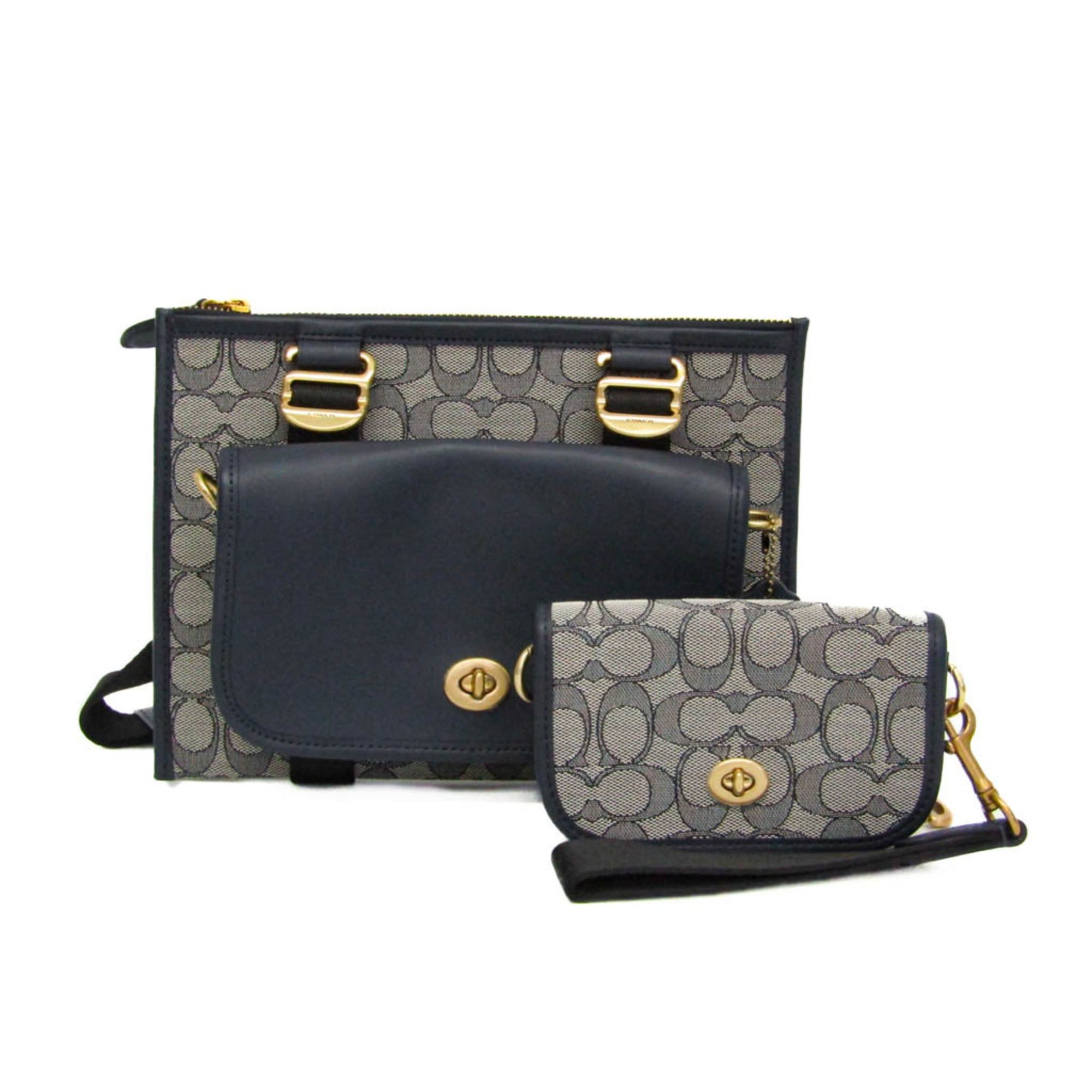 Coach Coach Signature C2613 Men,Women Canvas,Leather Shoulder Bag Gray,Navy Size ONE SIZE - 1 Thumbnail