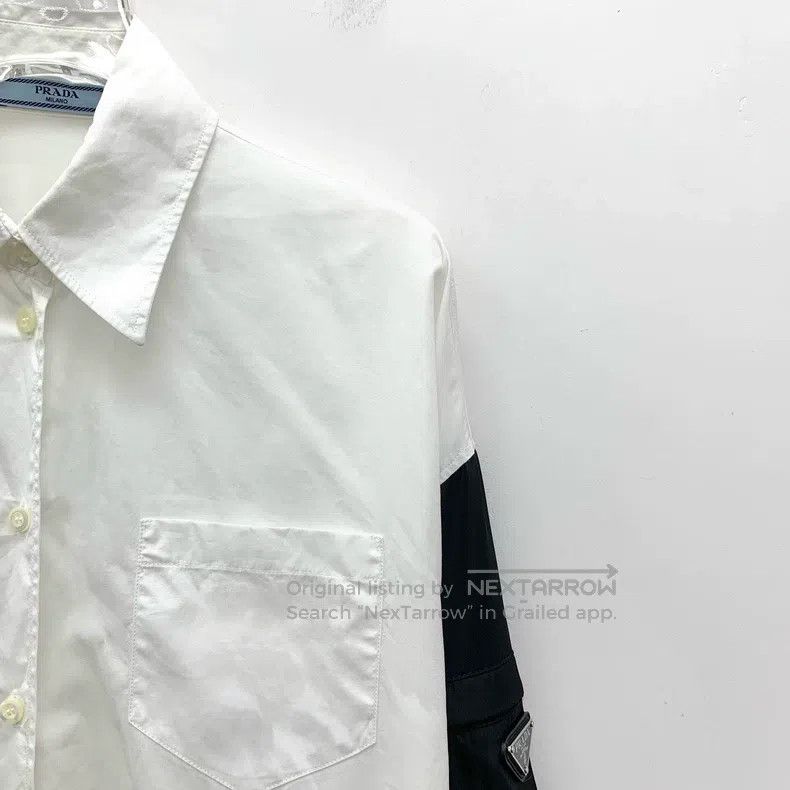Prada Prada White logo-decorated cotton lapel single-breasted lo Size US XXS / EU 40 - 3 Thumbnail