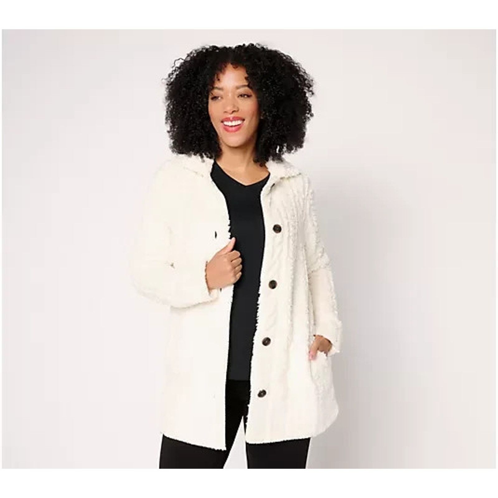 BCBGeneration Cuddl Duds Sculpted Sherpa Shacket Heritage Cream XL A704546 Size XL / US 12-14 / IT 48-50 - 1 Thumbnail