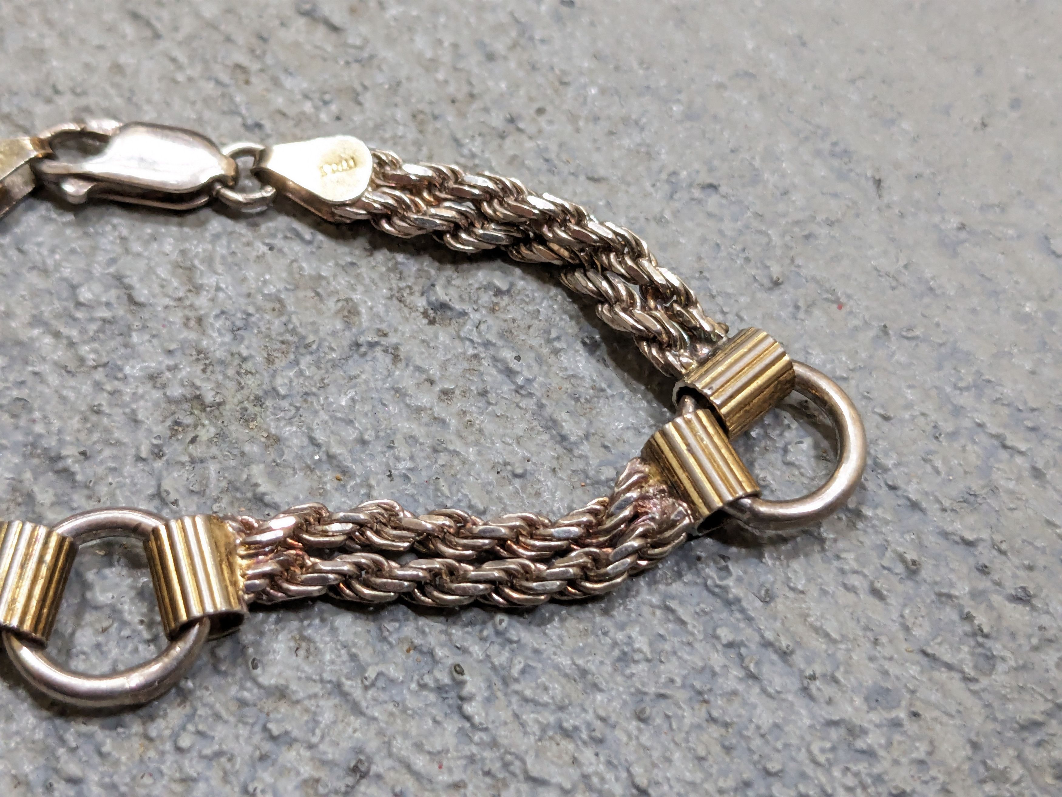 Jewelry Vintage Sterling Silver Bracelet 7.25 Rope Twist Round Chain Size ONE SIZE - 8 Thumbnail