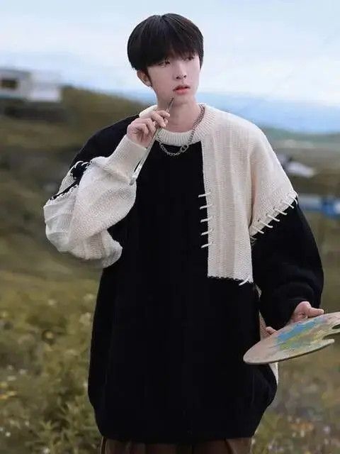 Japanese Brand Men's two-tone sweater Size US L / EU 52-54 / 3 - 5 Thumbnail
