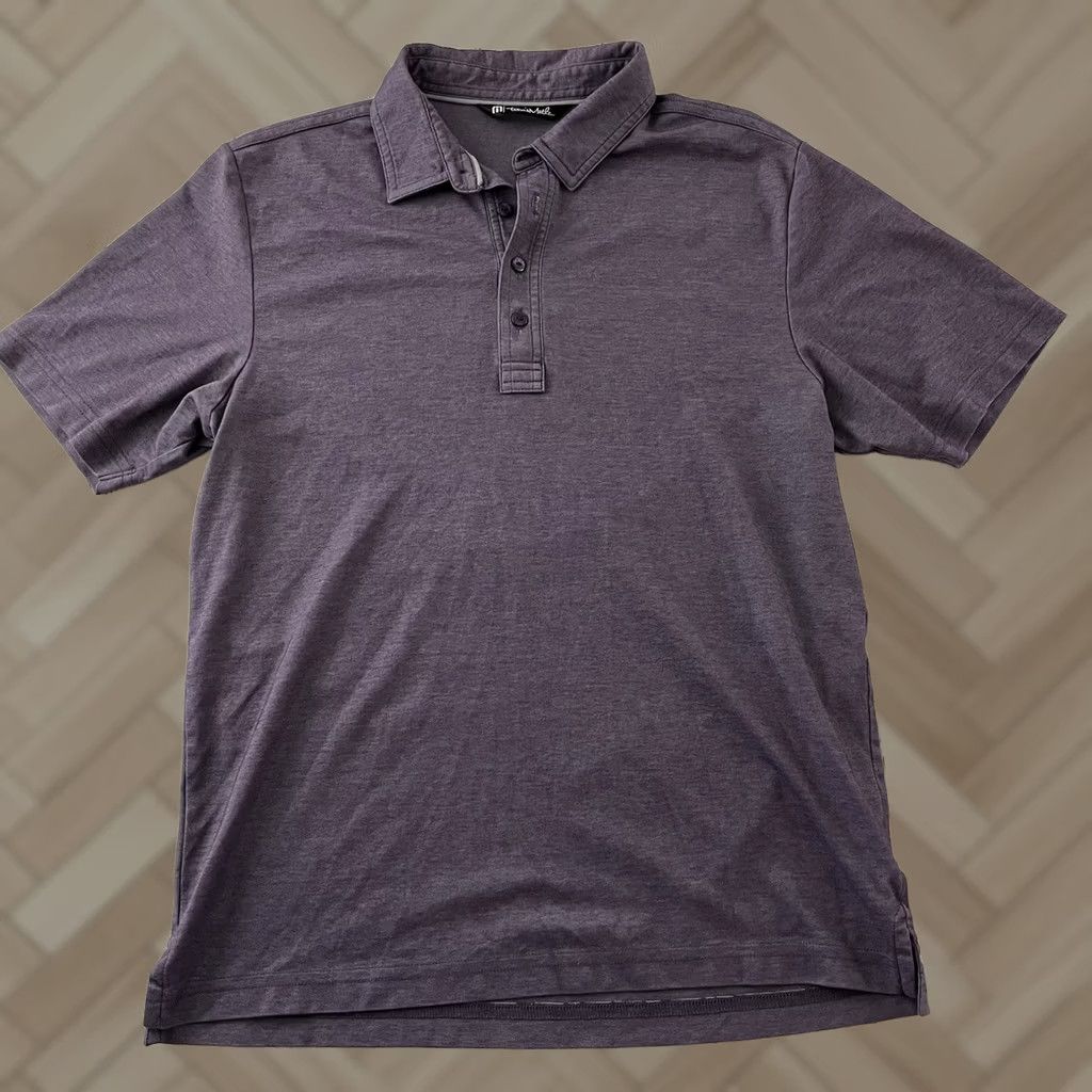 TravisMathew Travis Mathew Short Sleeve Button Front Polo Shirt Men M Purple Polo Shirt Button-Up Solid Pattern Adult Medium Purple Mens Size US M / EU 48-50 / 2 - 1 Thumbnail