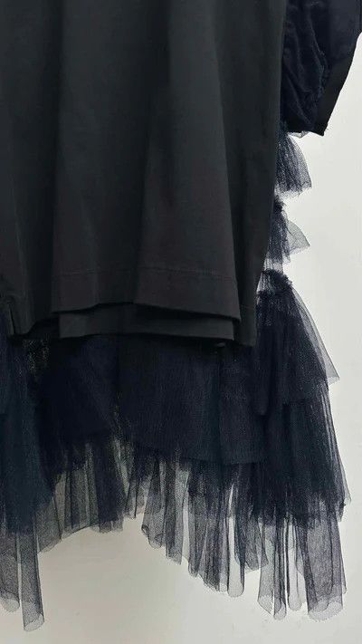 Simone Rocha o1tko10526 Puff-sleeve Tulle Frill Polo Shirt in Navy Size L / US 10 / IT 46 - 6 Thumbnail
