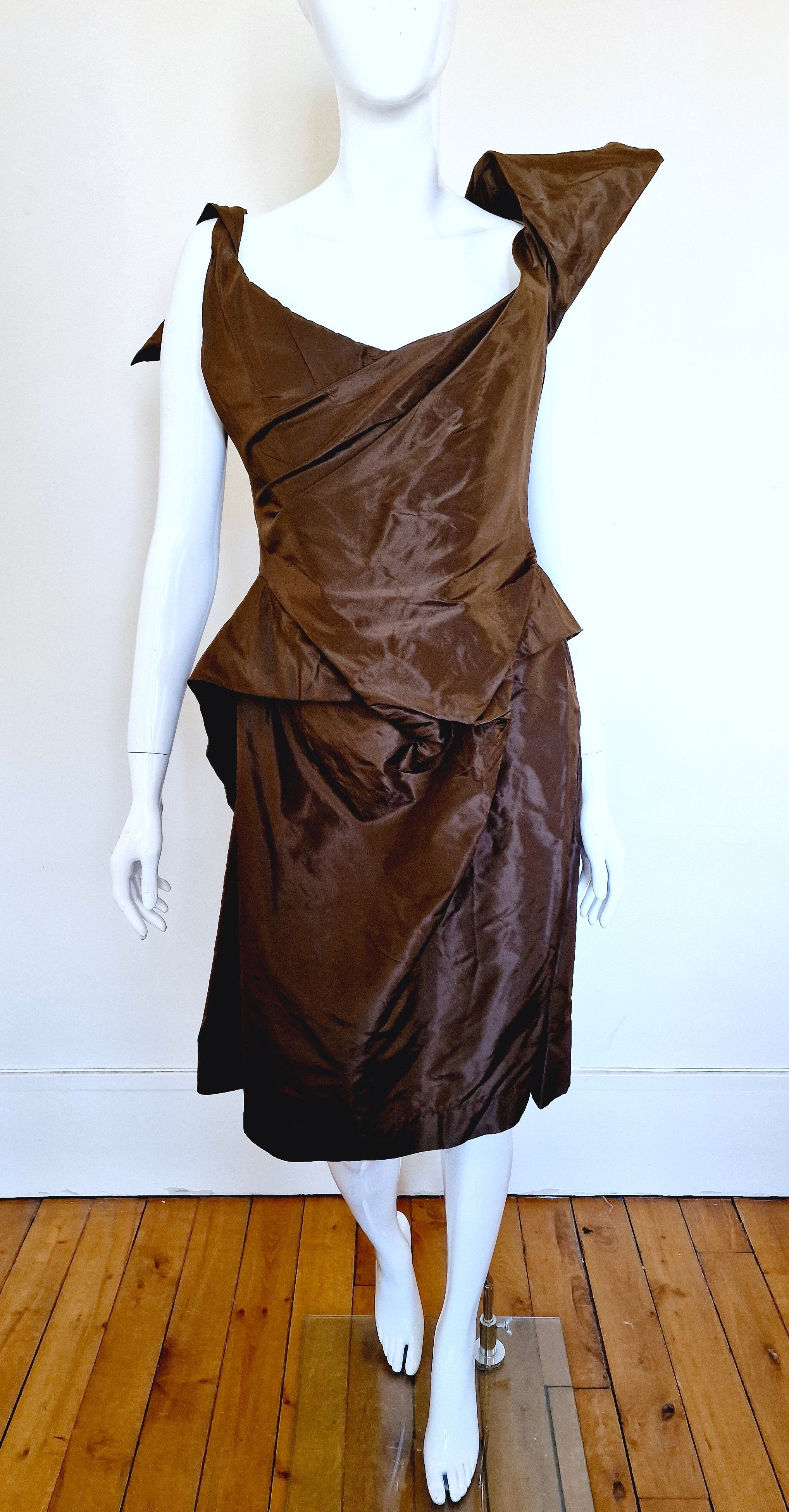 Vivienne Westwood Vivienne Westwood Bustier Corset Brown Taffeta Large Dress Size L / US 10 / IT 46 - 2 Thumbnail