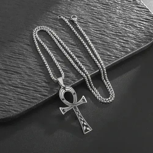 Jewelry x Vintage Egypt Ankh Cross Key Of Life Pendant Necklace in Silver, Men's