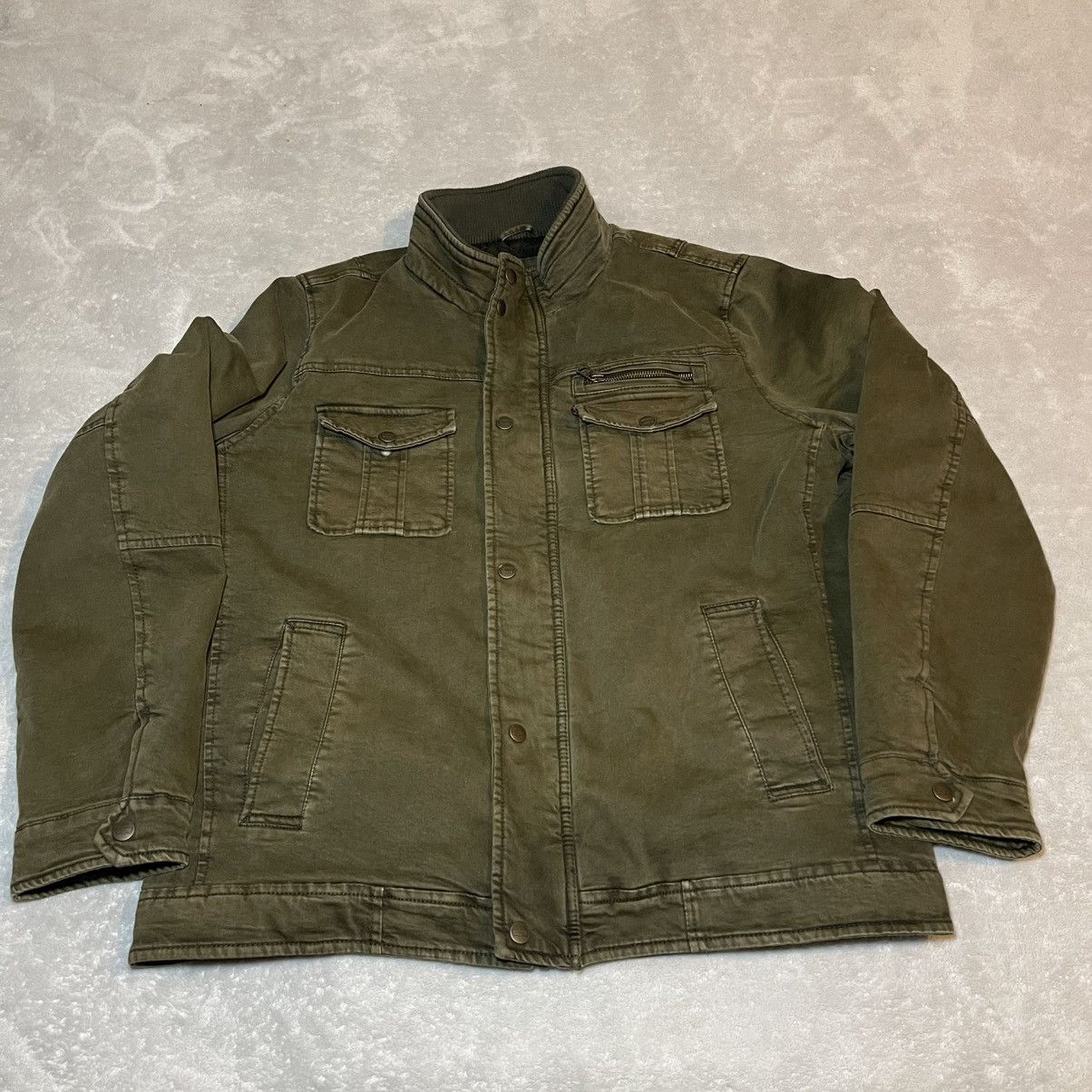 Levi's Levis Mens Large Olive Green Quilted Lined Trucker Jacket Size US L / EU 52-54 / 3 - 3 Thumbnail