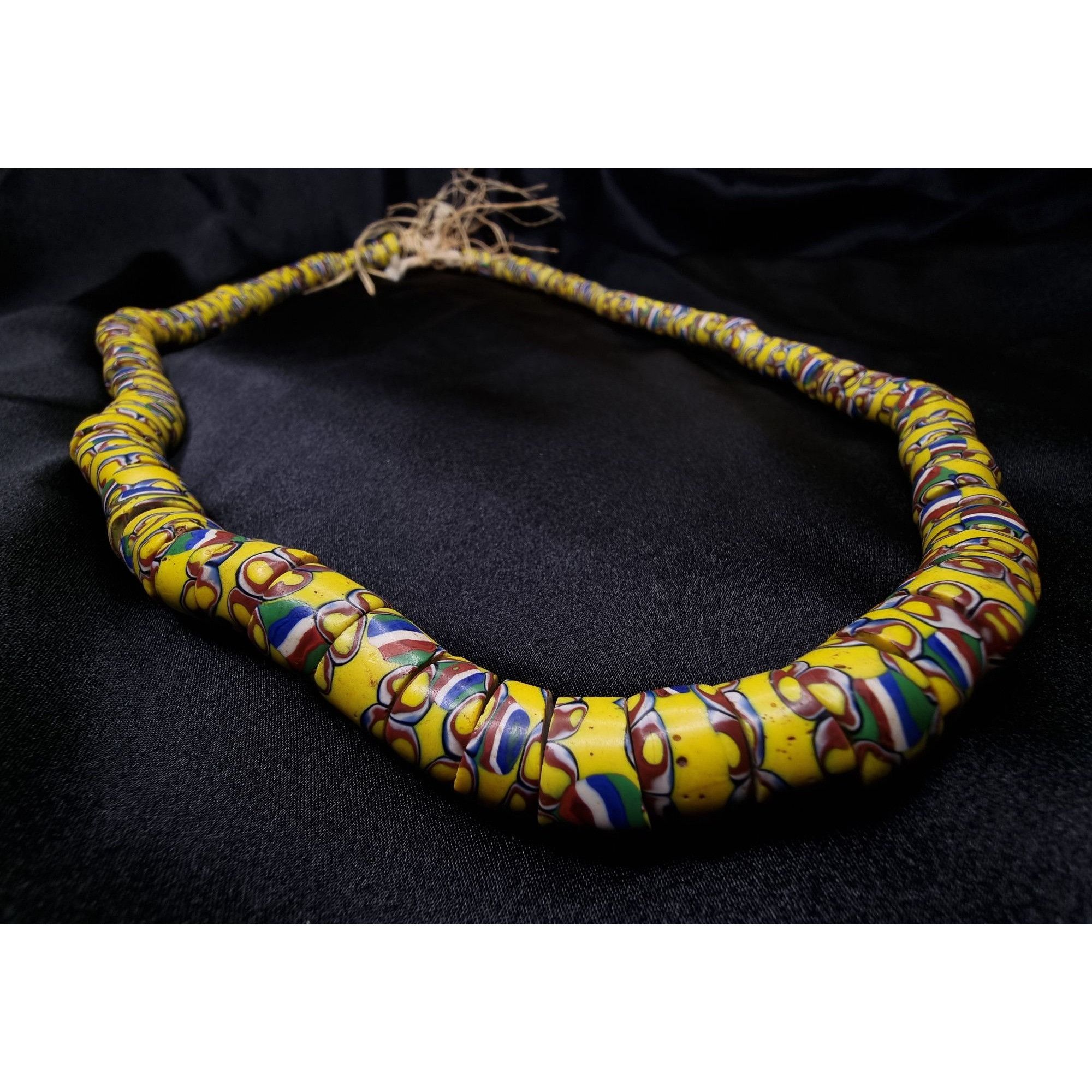 Vintage Vintage Long African Trade Bead Necklace Yellow Glass Multic Size ONE SIZE - 3 Thumbnail