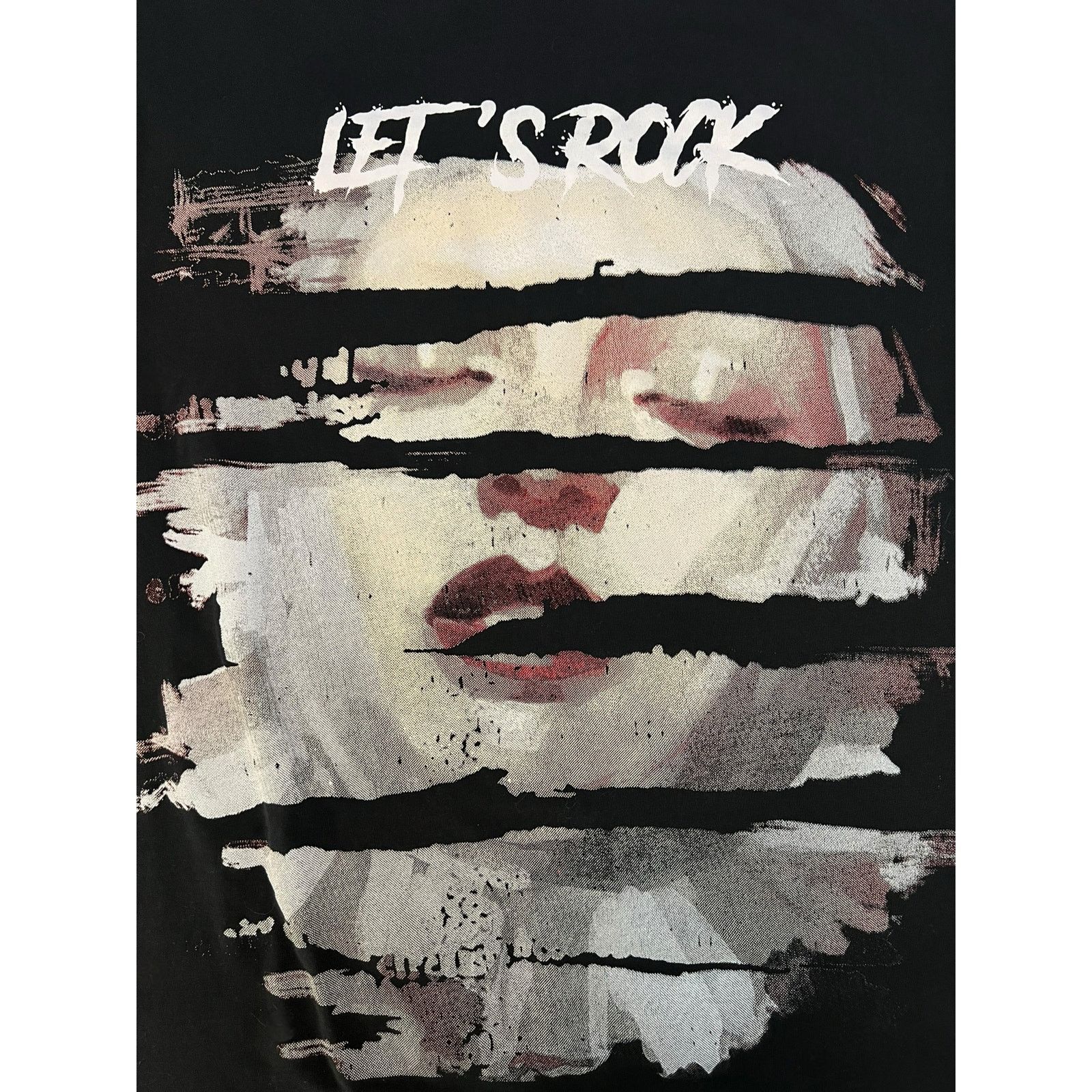 Other Let’s Rock Black T-Shirt of Woman’s Face Large Grunge Tee Size US L / EU 52-54 / 3 - 3 Thumbnail