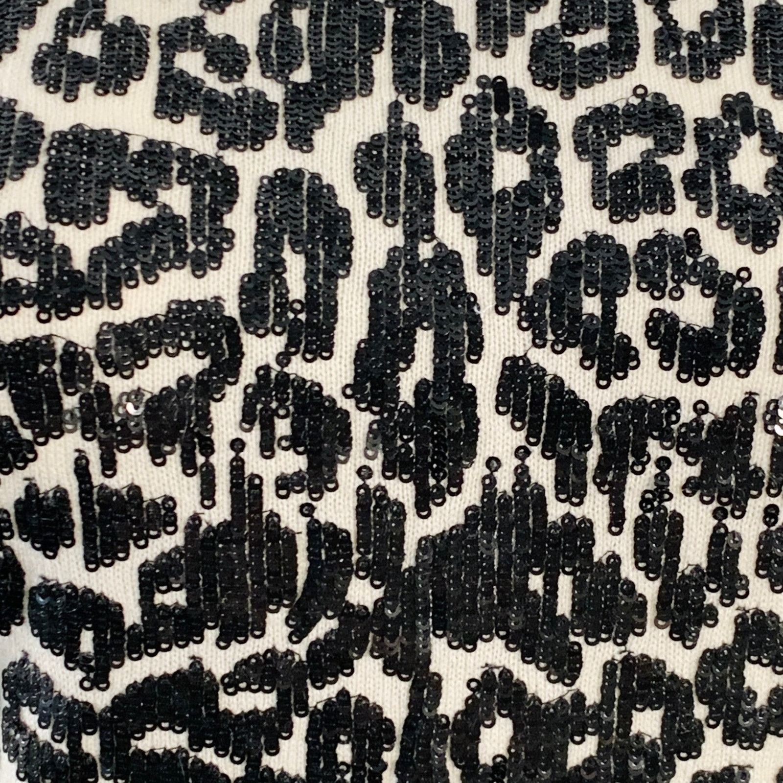 Michael Kors MICHAEL KORS Black Cashmere Sequined Animal Print Dress Top Size S / US 4 / IT 40 - 2 Thumbnail
