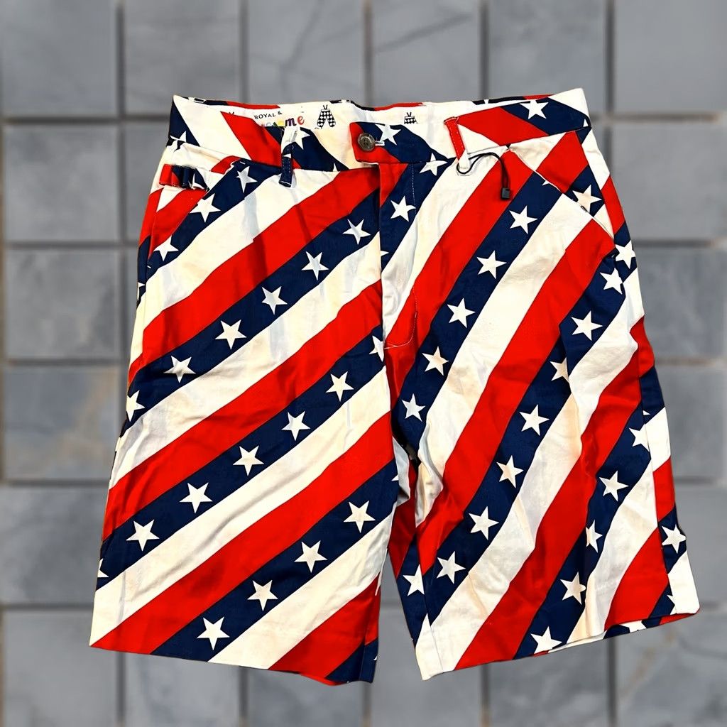 Vintage Royal & Awesome Golf Shorts Mens 32 Bermuda Regular Red White Blue American Flag Men Size US 32 / EU 48 - 1 Thumbnail