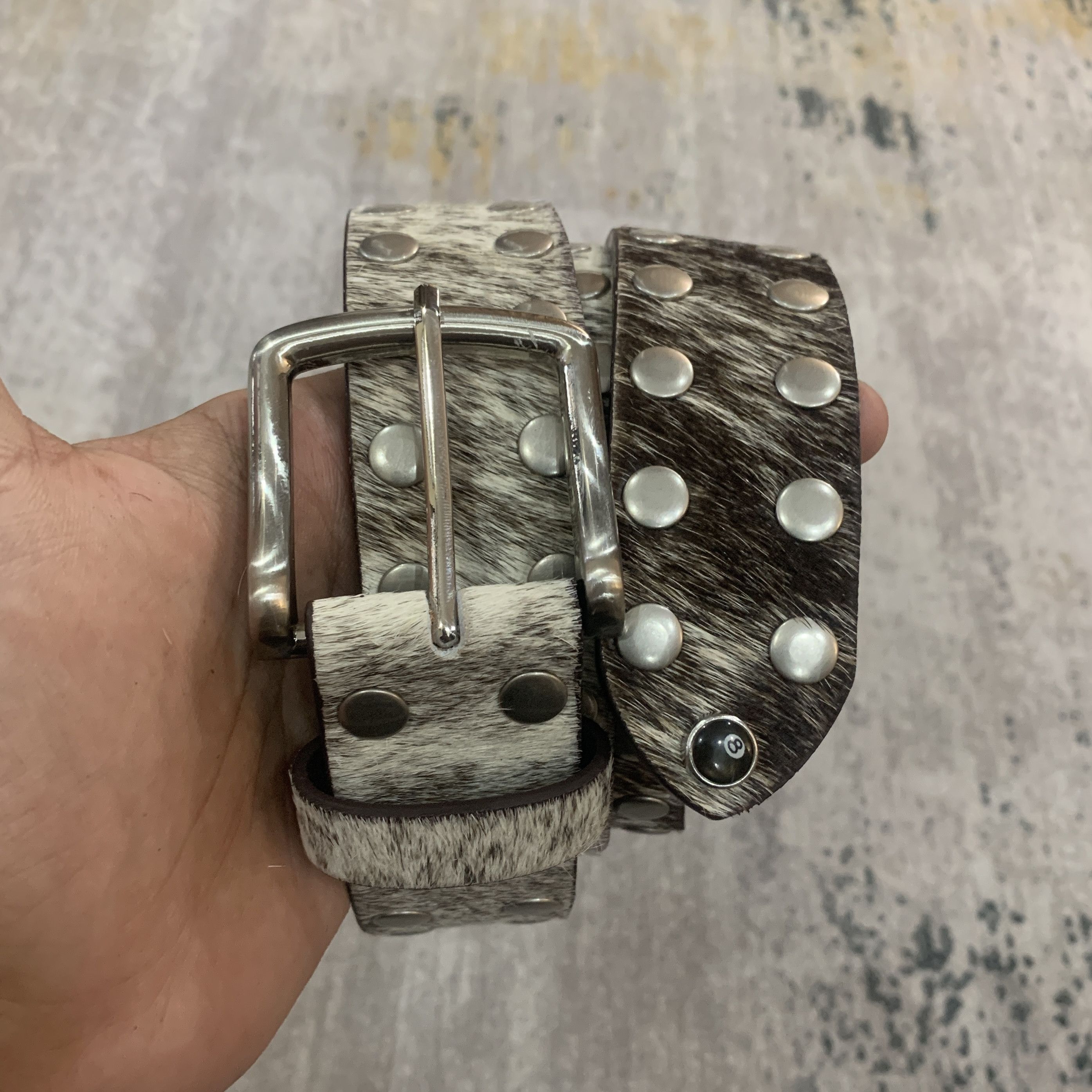 Stussy Stussy SS Link Studded Belt Hairy Cheetah Print | Grailed