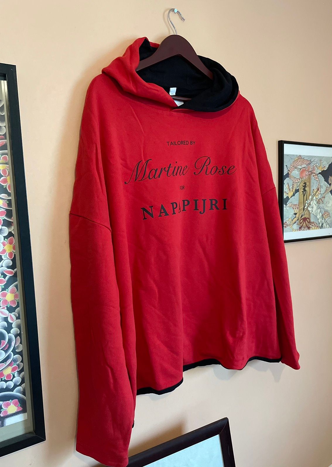 Pre-owned Martine Rose X Napapijri Napa For Napapijri By Martine Rose Reversible Boxy Hoodie In Blood Red