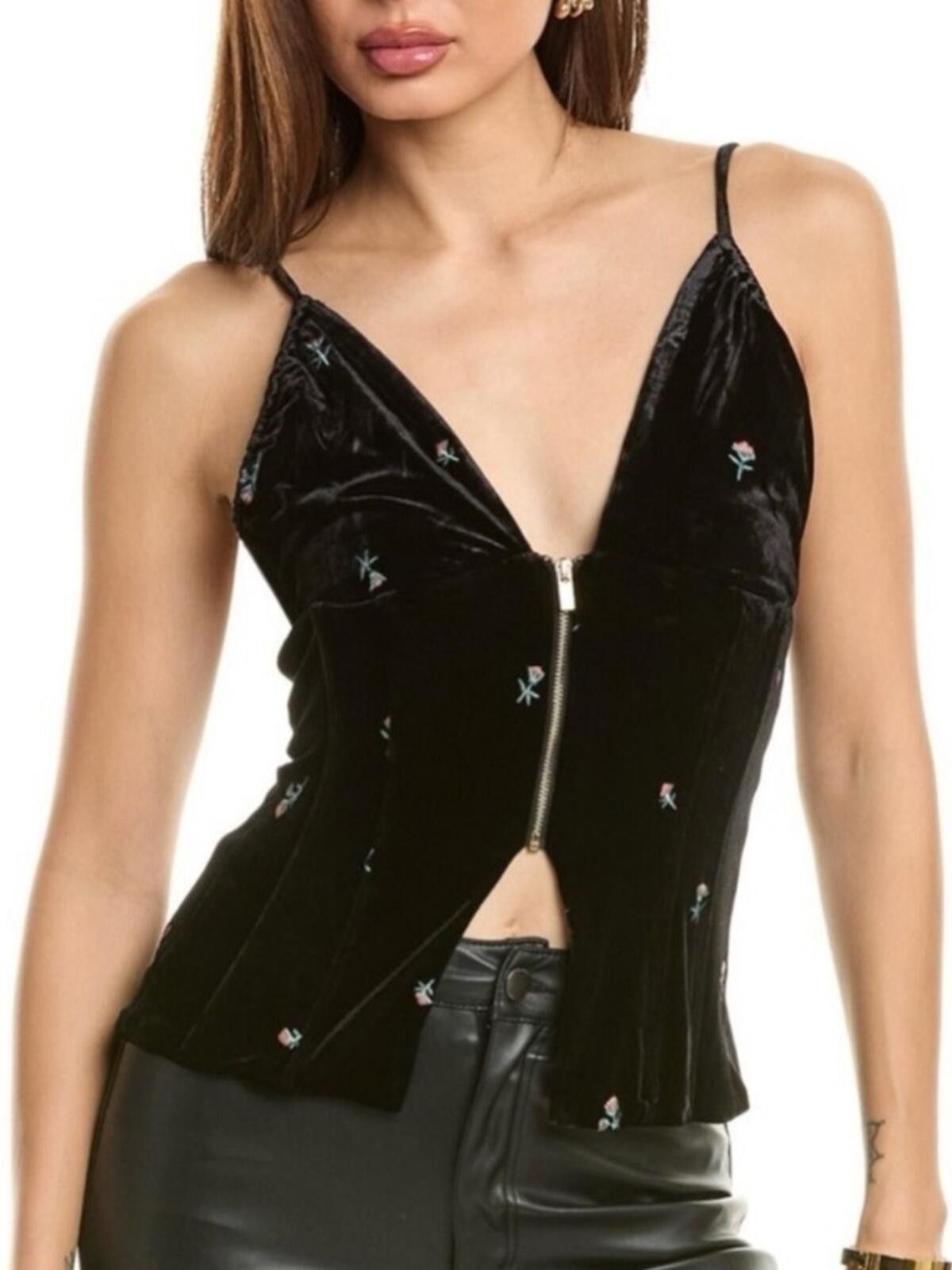 Other WeWoreWhat / Embroidered Velvet Peplum Corset / Black Size S / US 4 / IT 40 - 1 Thumbnail