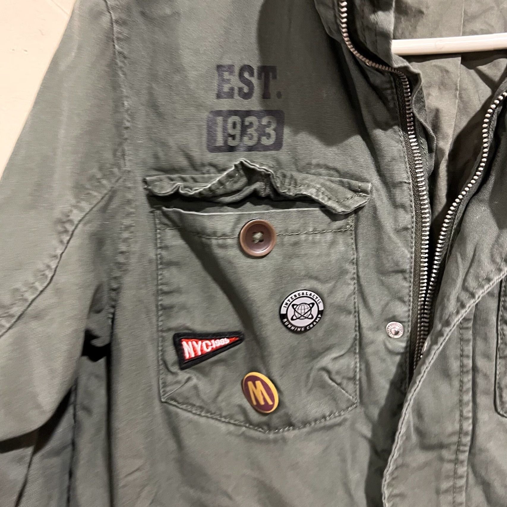 H&M VINTAGE HM Cargo Jacket Army Jacket Green Patch Jacket H&M Sz M Costume Funky Military Women Green Army Theme Military Jacket M Size M / US 6-8 / IT 42-44 - 3 Thumbnail