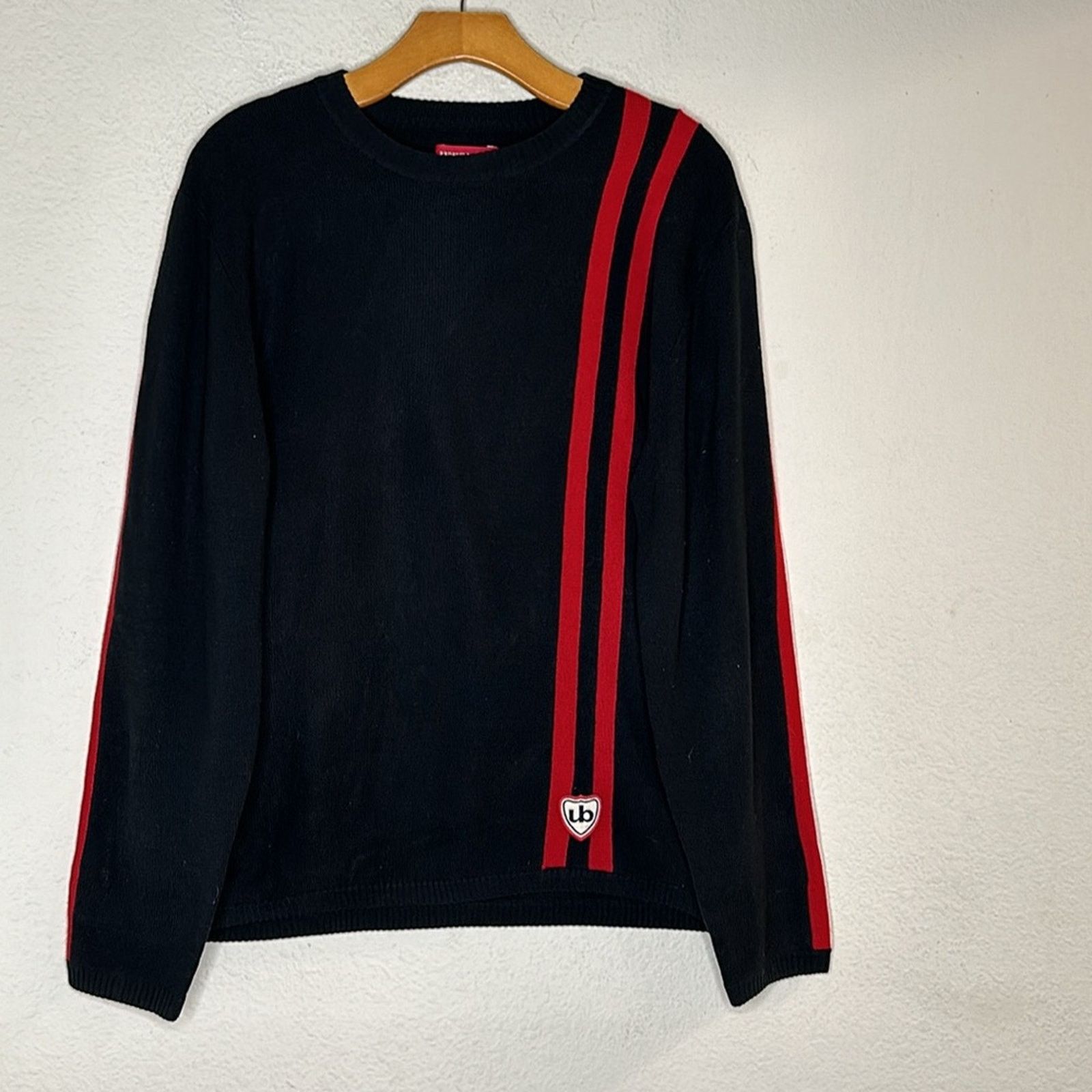 UNIONBAY × Vintage VTG 1990s Union Bay Striped Sweater Black Red Size Large Size US L / EU 52-54 / 3 - 3 Thumbnail