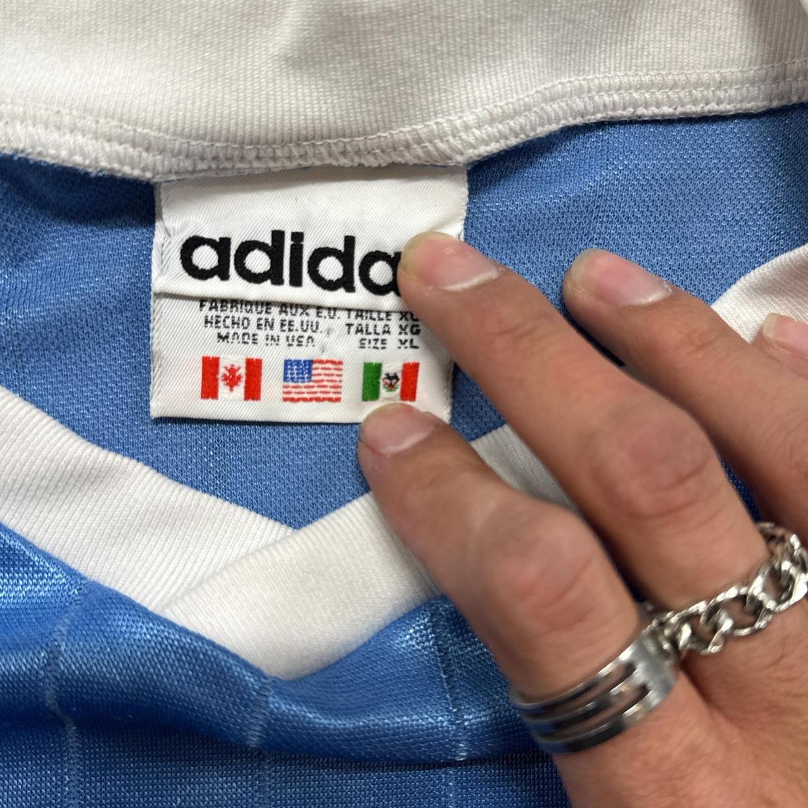 Adidas Vintage 80s Adidas Soccer Jersey Made in USA Size US XL / EU 56 / 4 - 3 Thumbnail